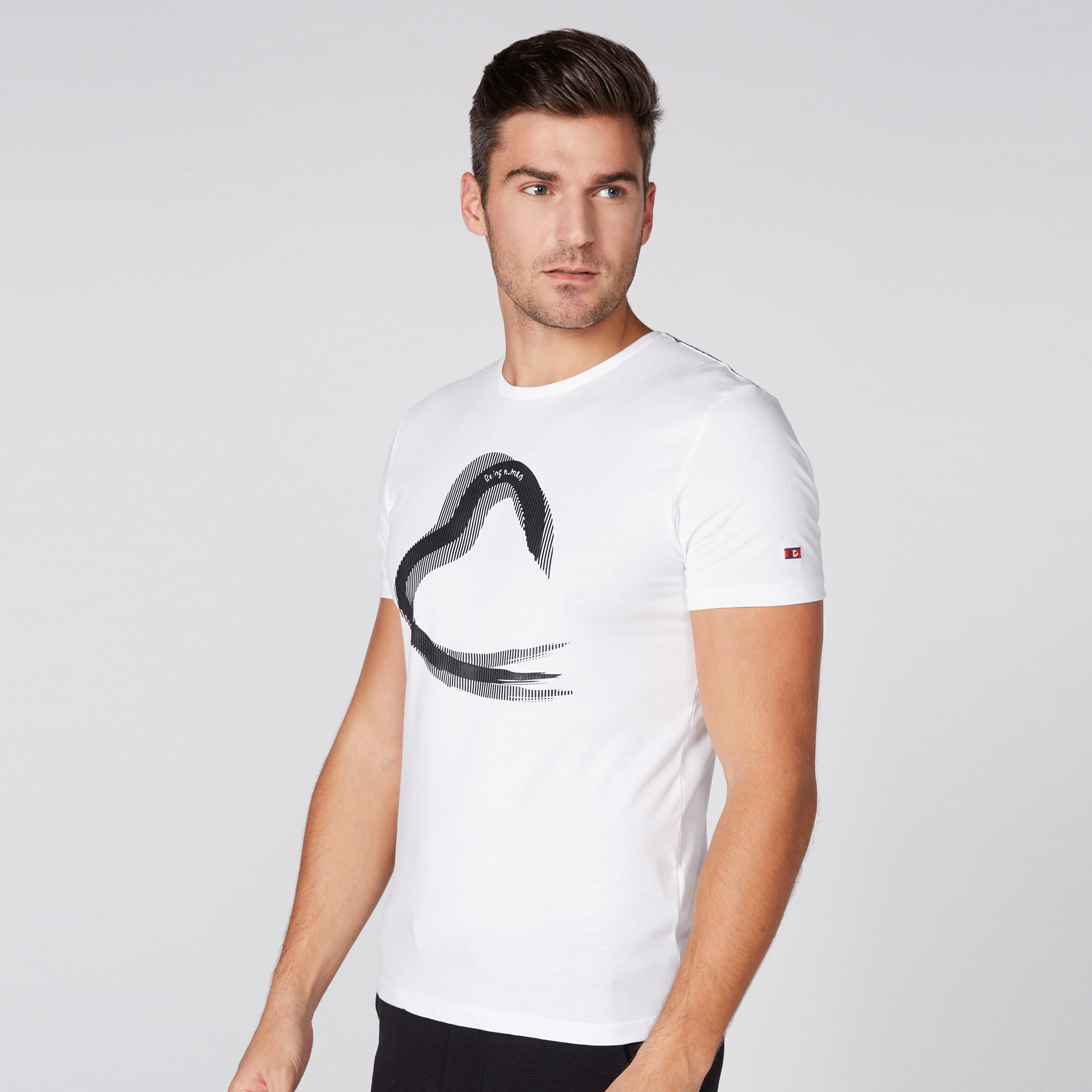 تيشيرت بياقة مستديرة وأكمام قصيرة مع طبعات بيينج هيومان-men-clothing-tshirtsandpolos-tshirts-image-2