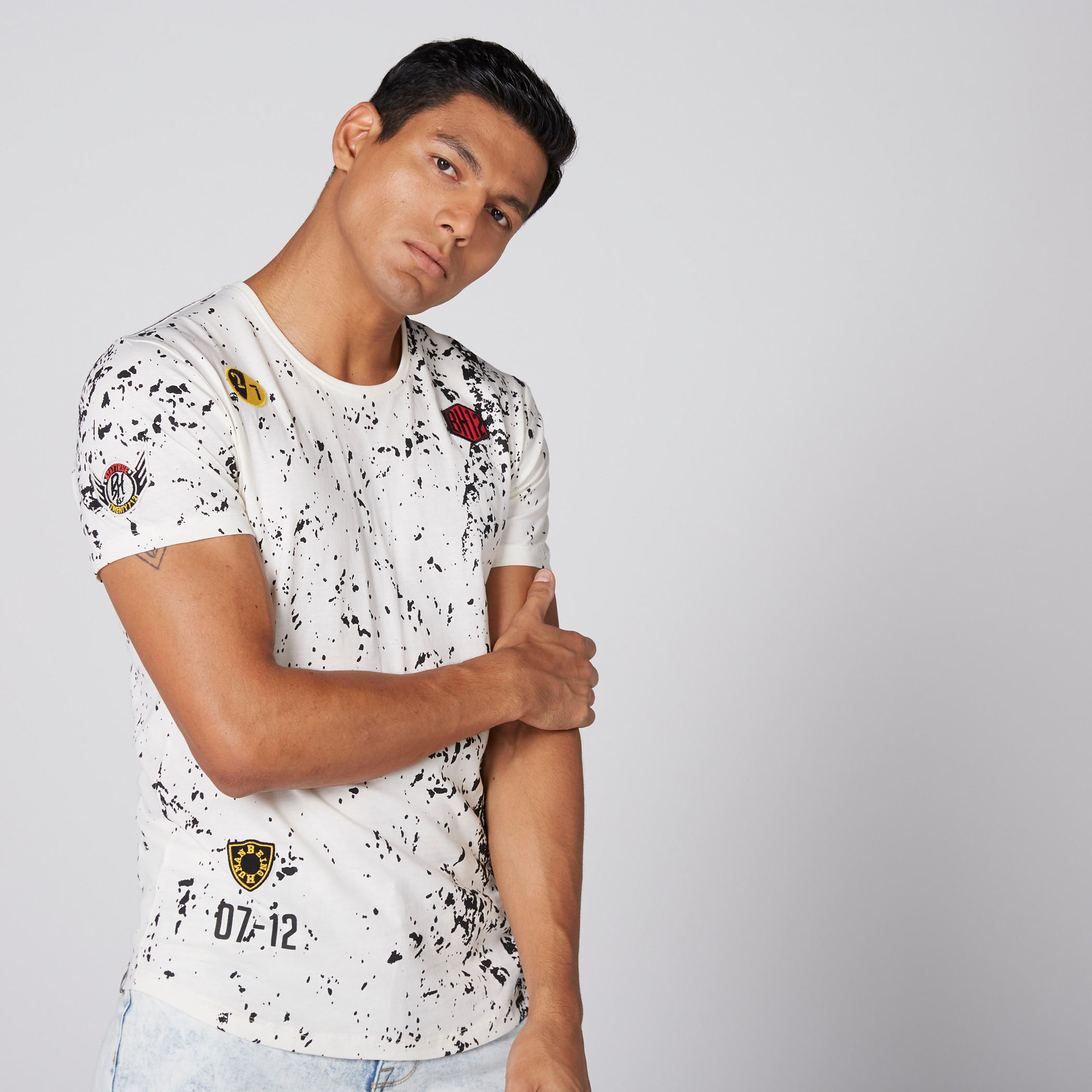 تيشيرت بأكمام قصيرة وطبعات بيينج هيومان-men-clothing-tshirtsandpolos-tshirts-image-1
