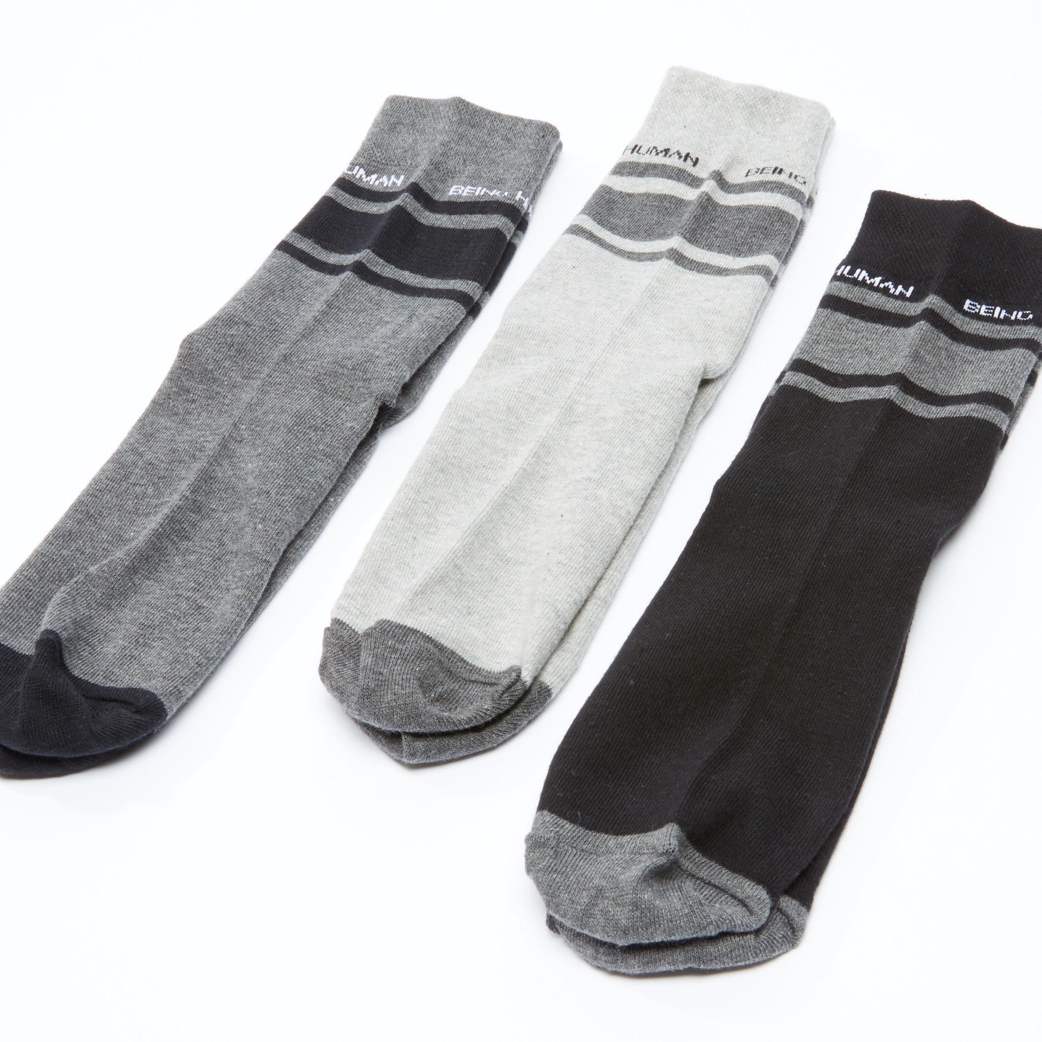 Being Human Crew Length Socks- Set of 3-men-socks-image-2