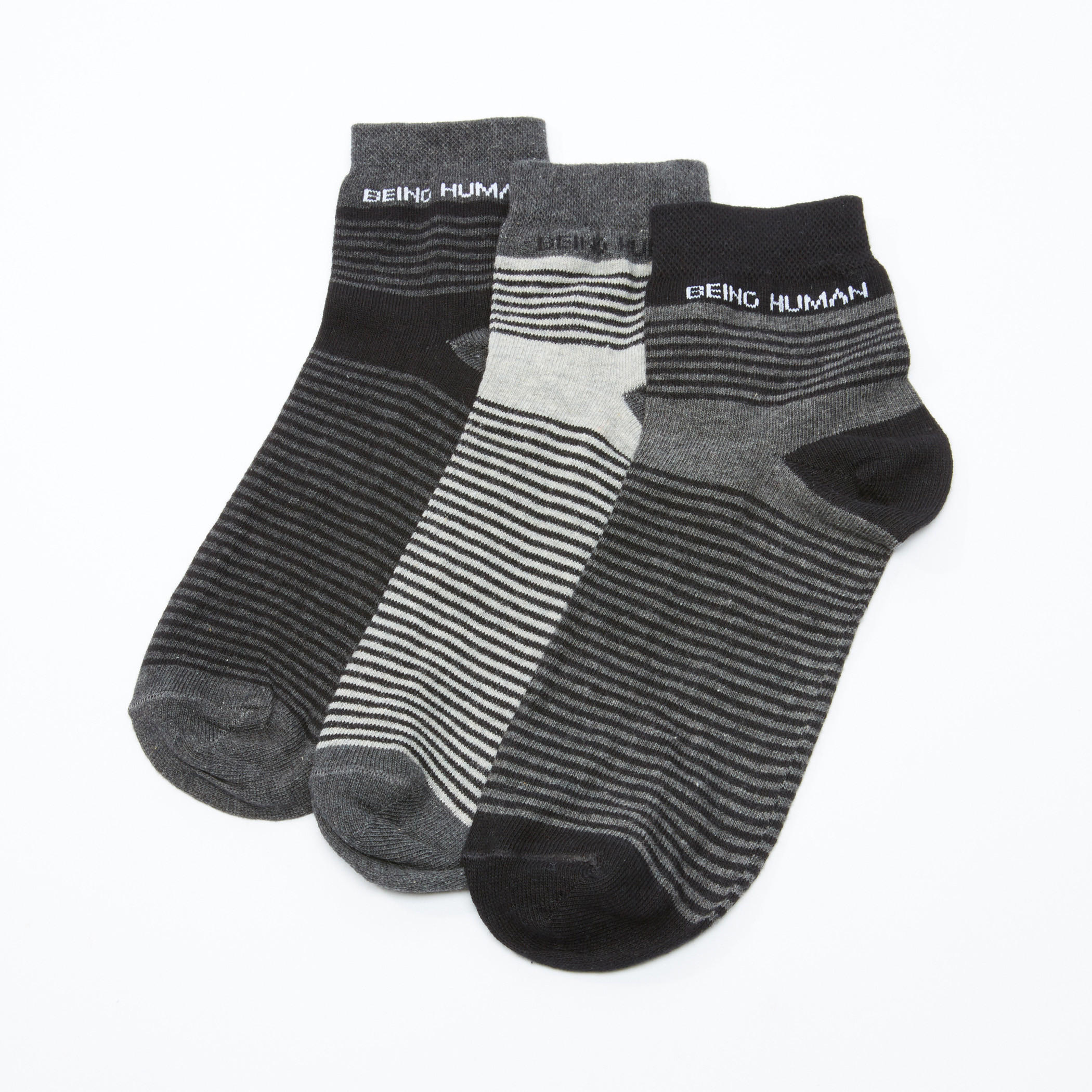 جوارب مقلّمة بطول الكاحل من بيينج هيومان - طقم من 3 أزواج-men-socks-image-1