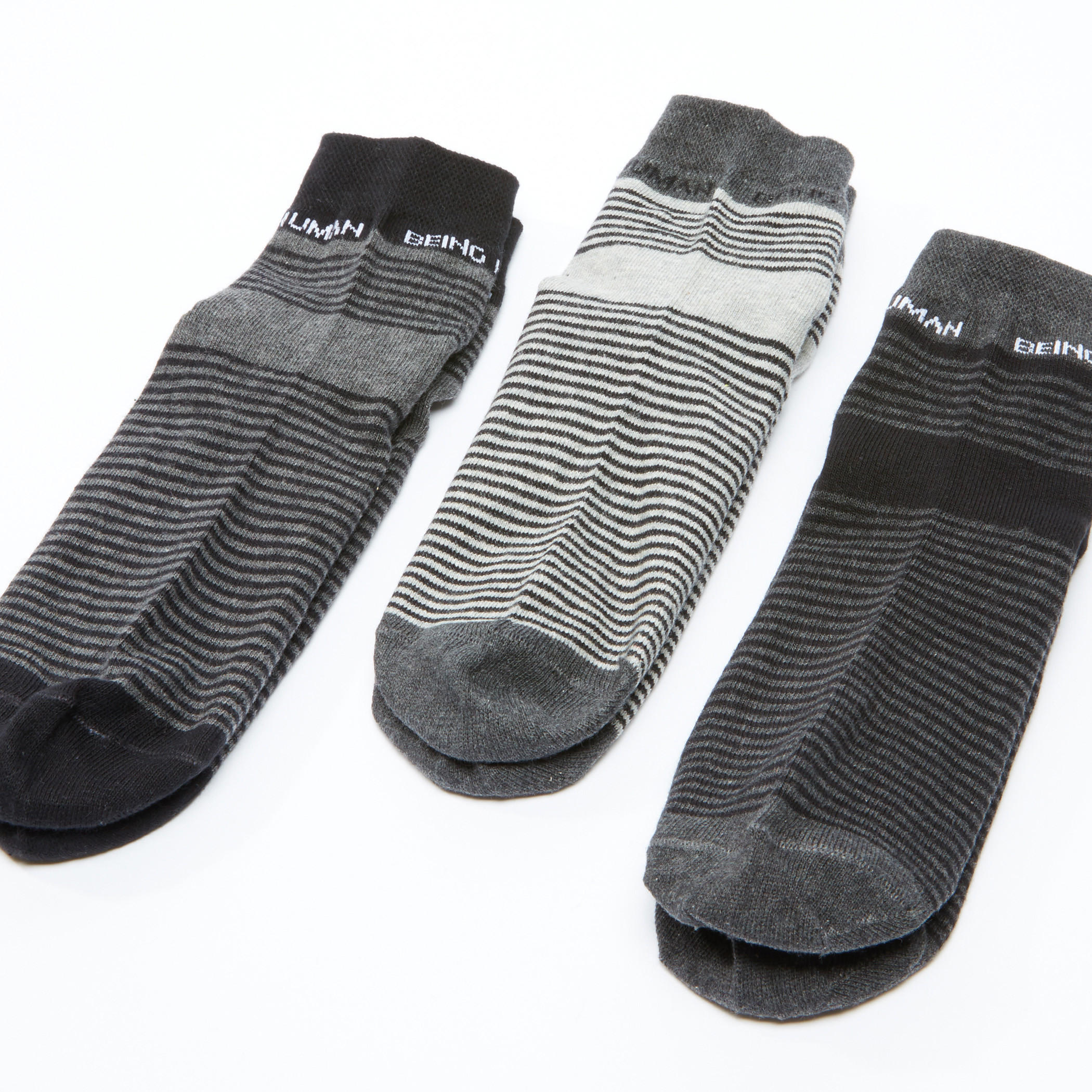 جوارب مقلّمة بطول الكاحل من بيينج هيومان - طقم من 3 أزواج-men-socks-image-2