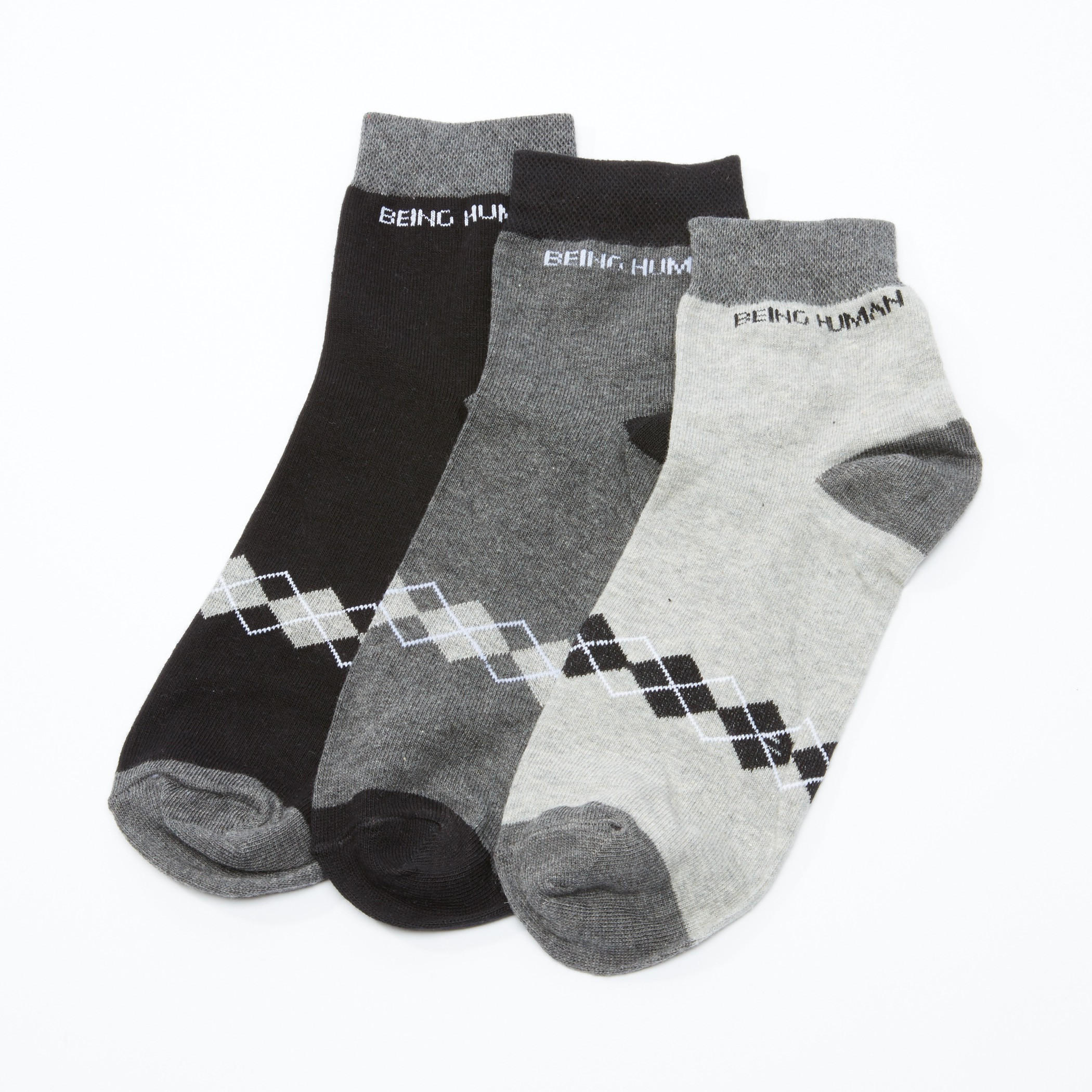 جوارب بطول الكاحل من بيينج هيومان - طقم من 3 أزواج-men-socks-image-1