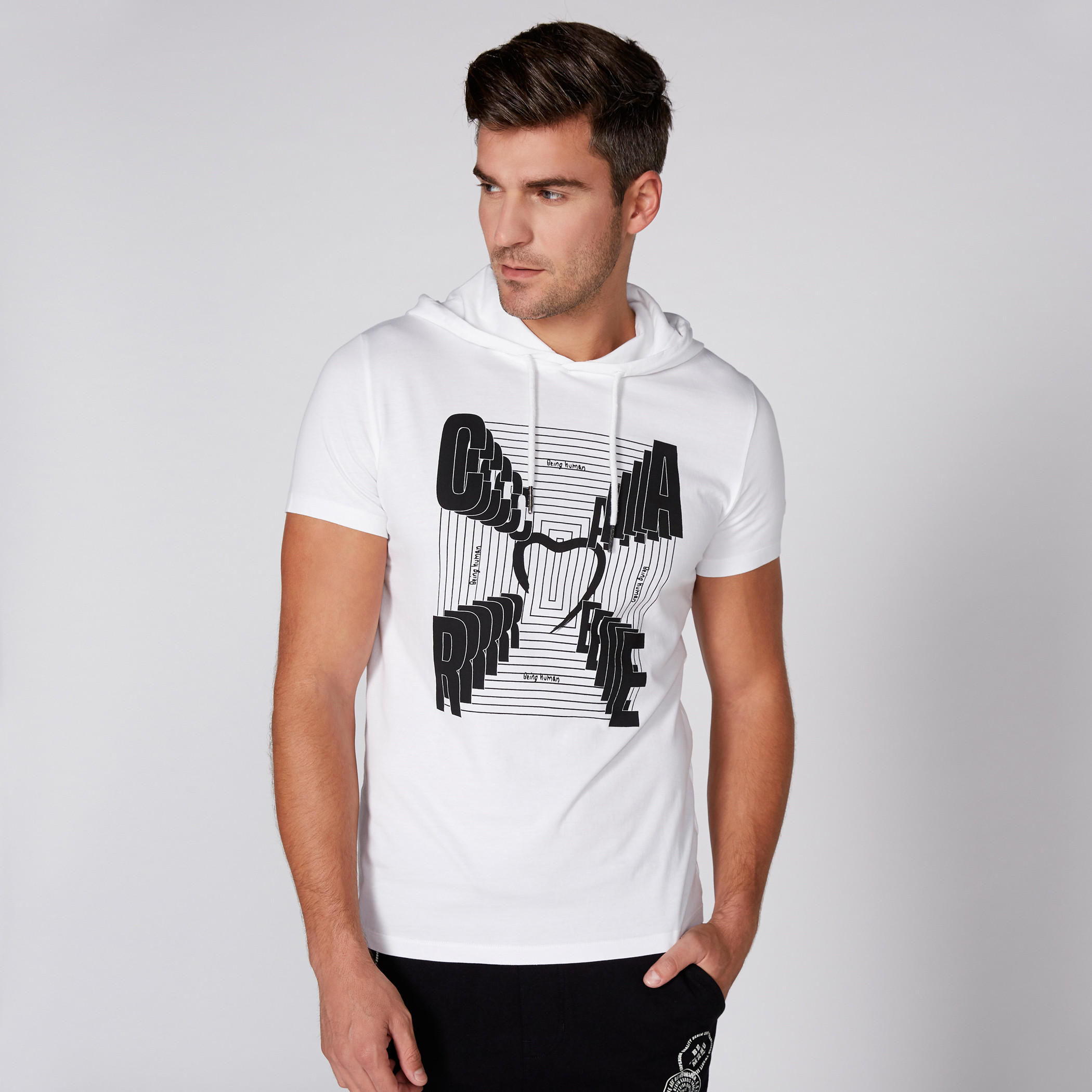 Being Human Printed T-Shirt with Short Sleeves and Hood-men-clothing-tshirtsandpolos-tshirts-image-1