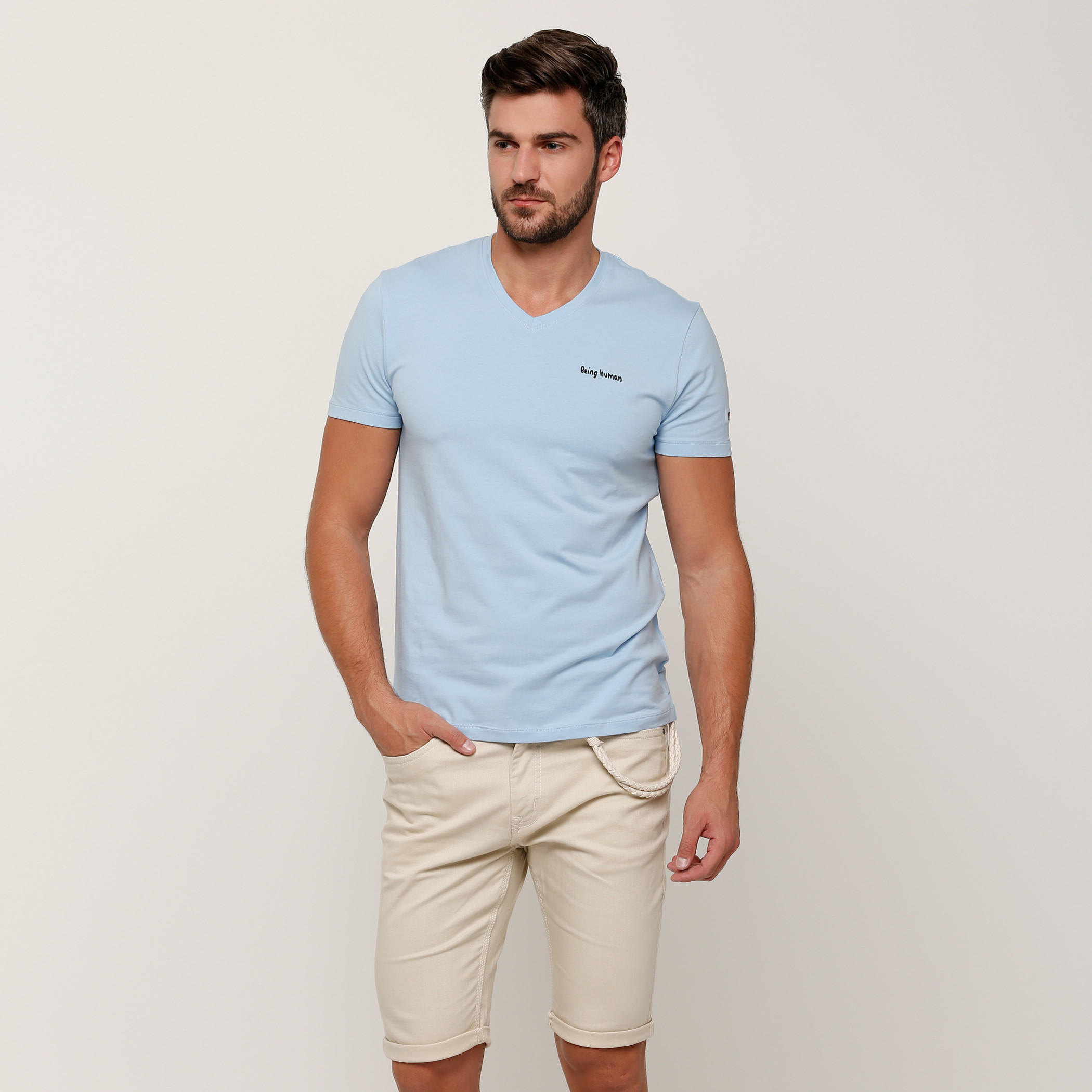 Being Human Printed T-Shirt with V-Neck and Short Sleeves-men-clothing-tshirtsandpolos-tshirts-image-1
