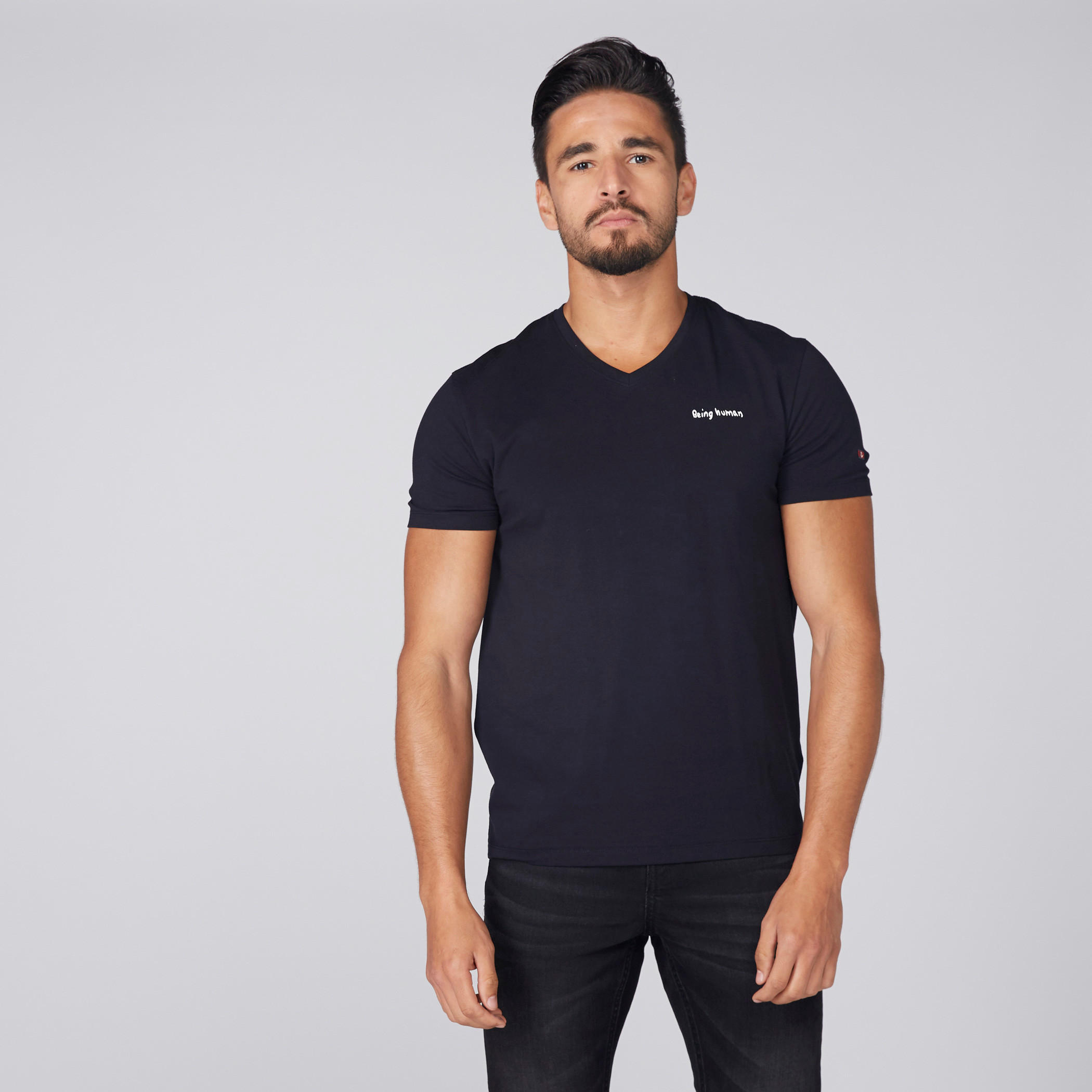 تيشيرت بياقة فولت وأكمام قصيرة من بيينج هيومان-men-clothing-tshirtsandpolos-tshirts-image-1