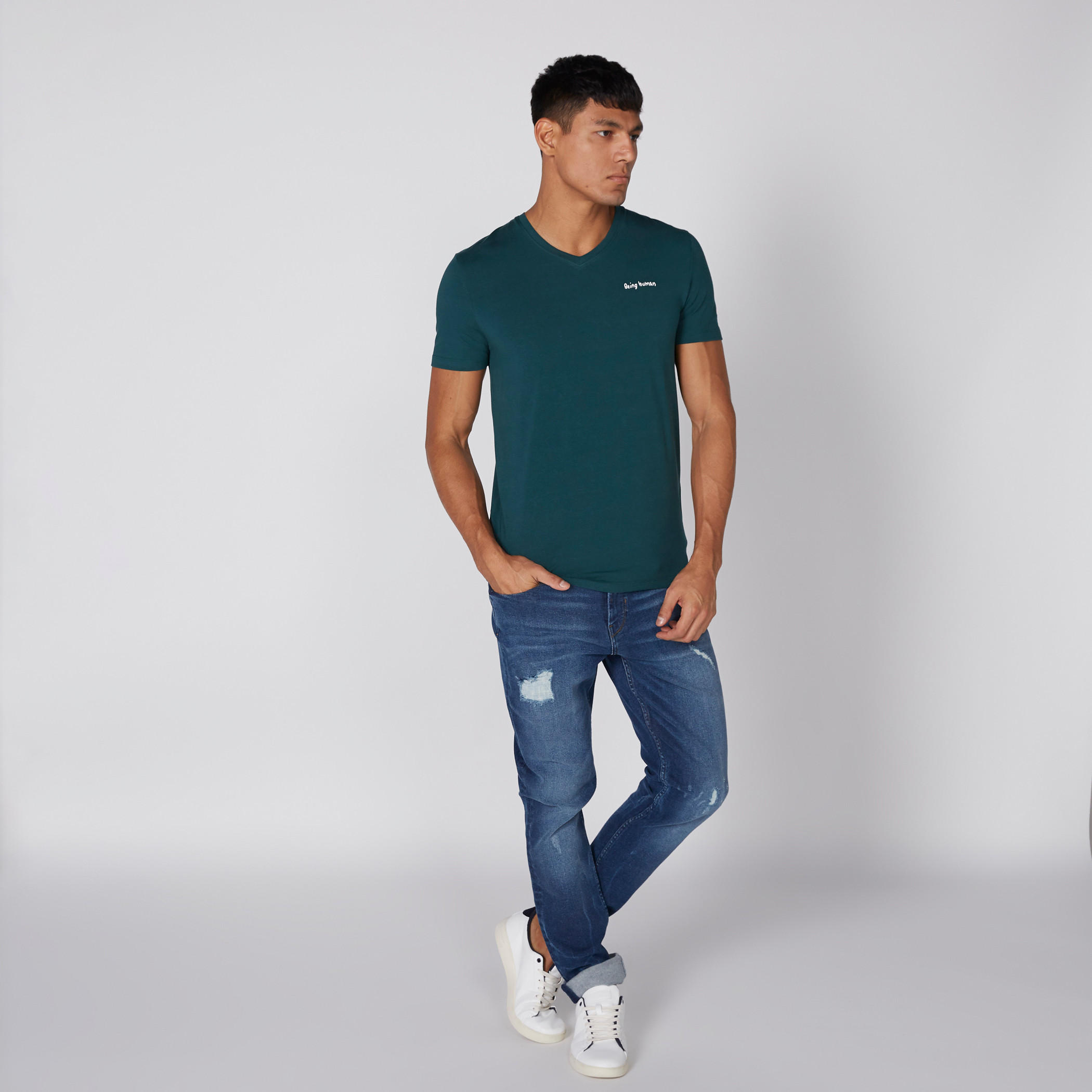 Being Human Printed T-Shirt with V-Neck and Short Sleeves-men-clothing-tshirtsandpolos-tshirts-image-3