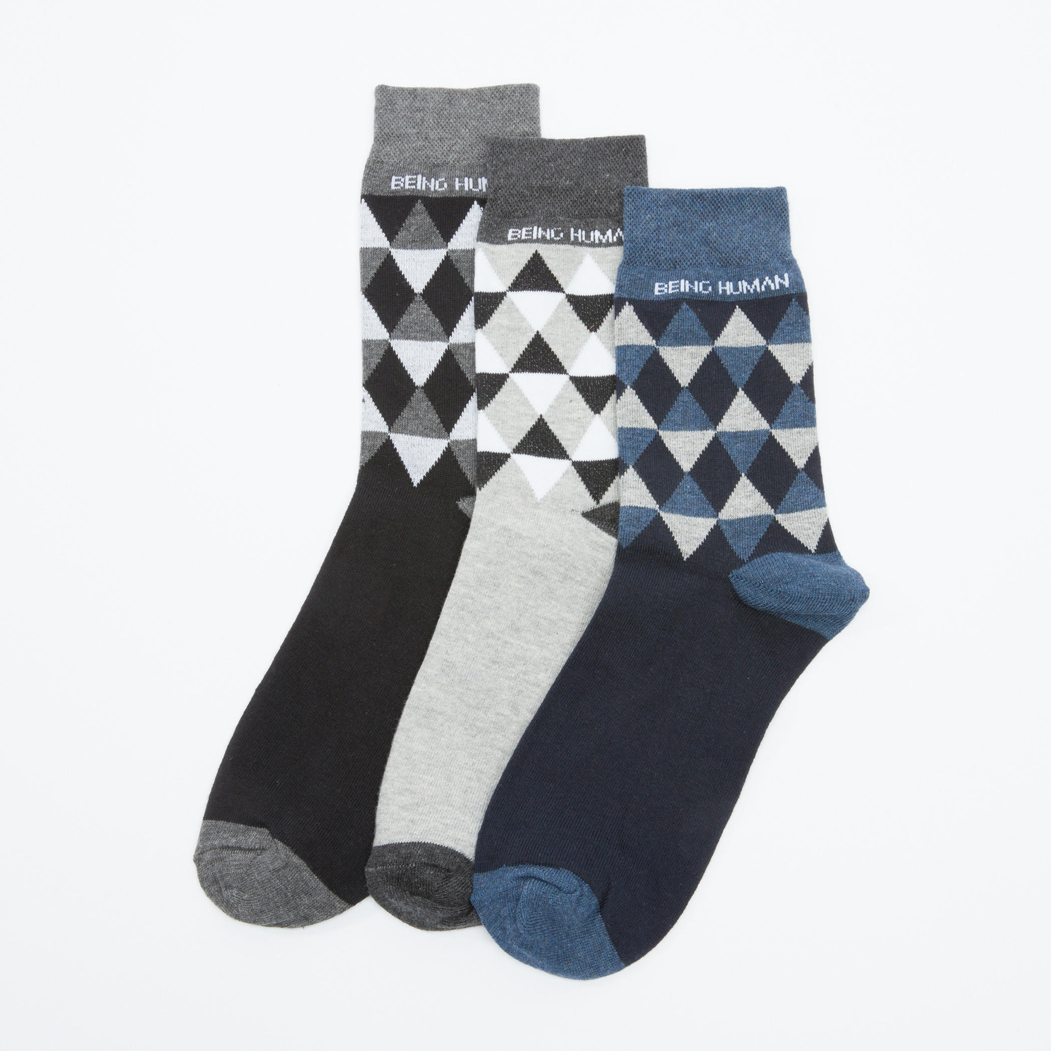جوارب متوسطة الطول بطبعات بيينج هيومان - طقم من 3 أزواج-men-socks-image-1