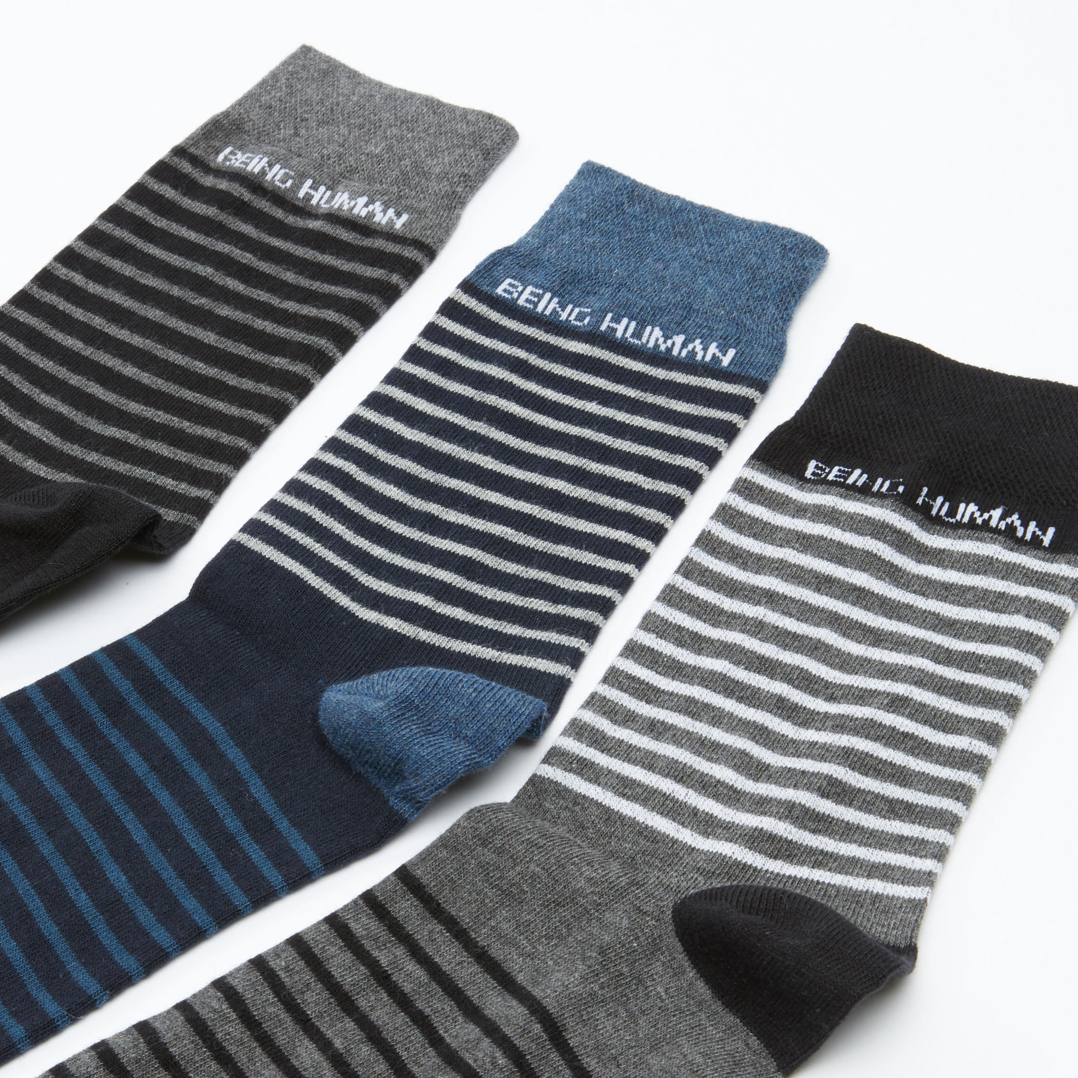 جوارب مقلّمة متوسطة الطول من بيينج هيومان - طقم من 3 أزواج-men-socks-image-2