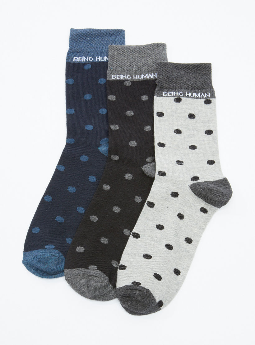 جوارب متوسطة الطول بطبعات منقّطة من بيينج هيومان - طقم من 3 أزواج-men-socks-image-1
