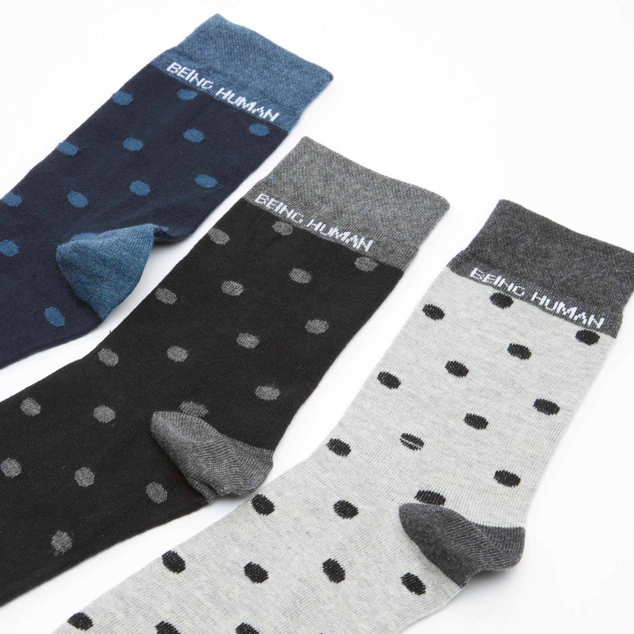 جوارب متوسطة الطول بطبعات منقّطة من بيينج هيومان - طقم من 3 أزواج-men-socks-image-3