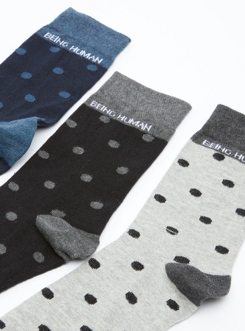 جوارب متوسطة الطول بطبعات منقّطة من بيينج هيومان - طقم من 3 أزواج-men-socks-image-3