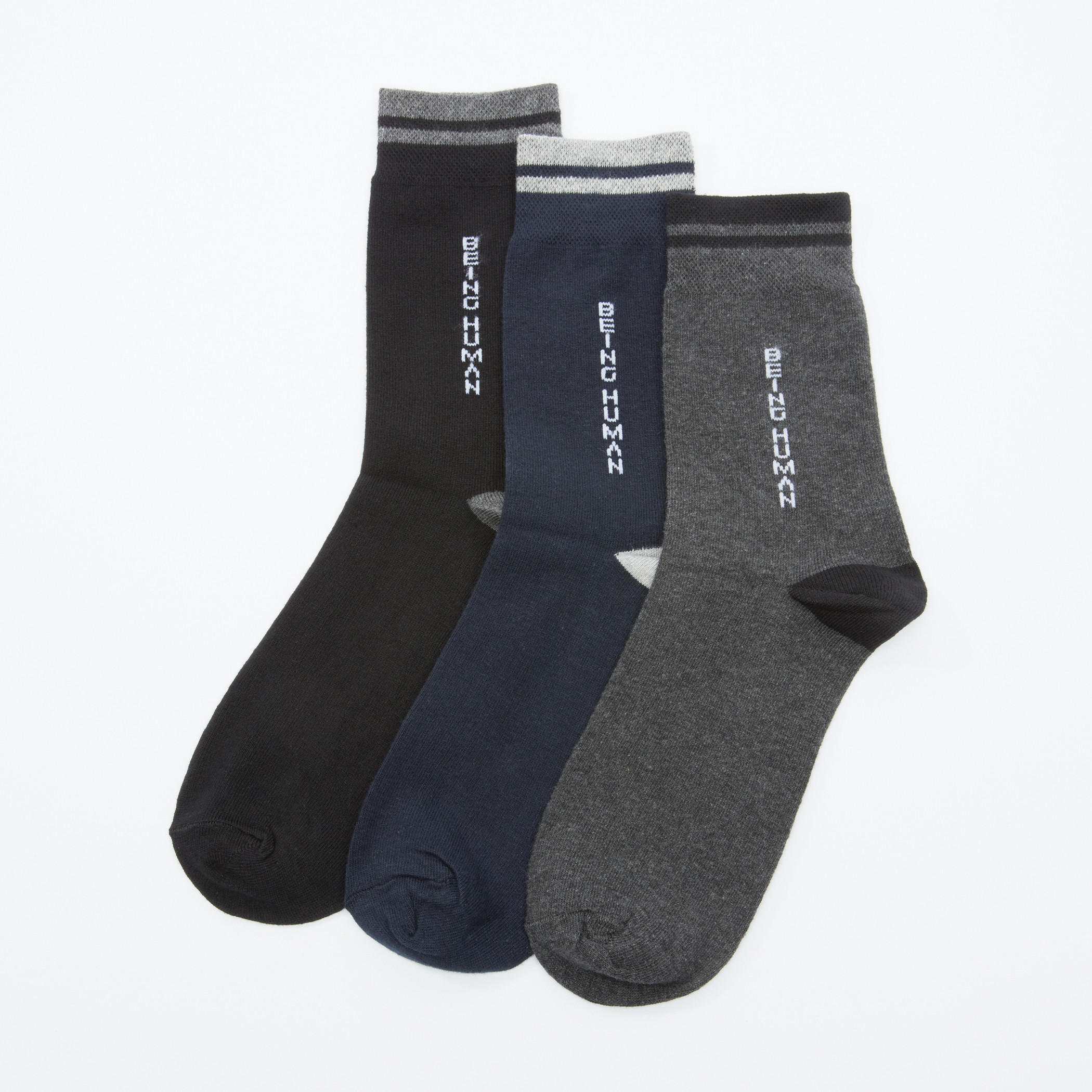 جوارب متوسطة الطول من بيينج هيومان - طقم من 3 أزواج-men-socks-image-1