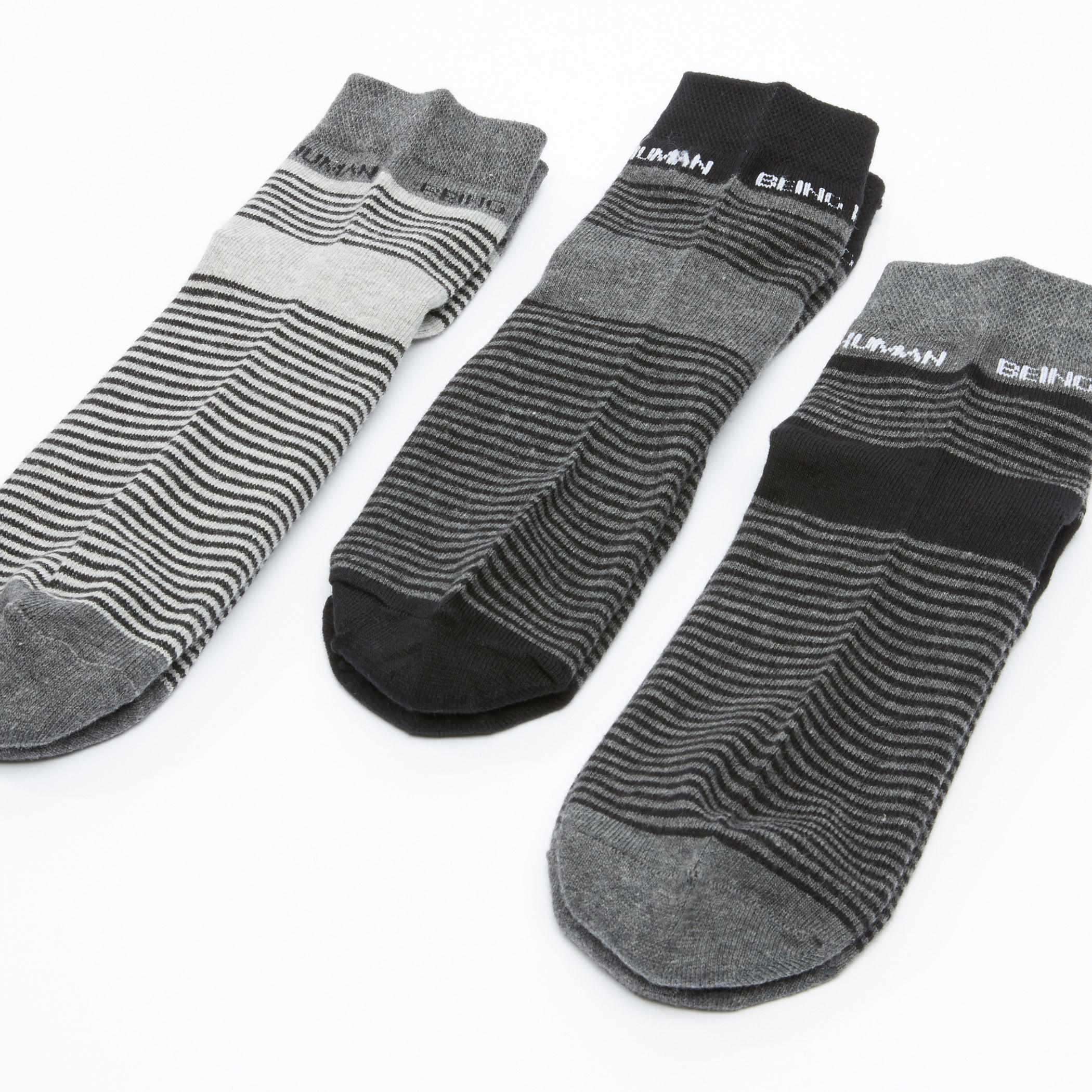 جوارب مقلّمة بطول الكاحل من بيينج هيومان - طقم من 3 أزواج-men-socks-image-2