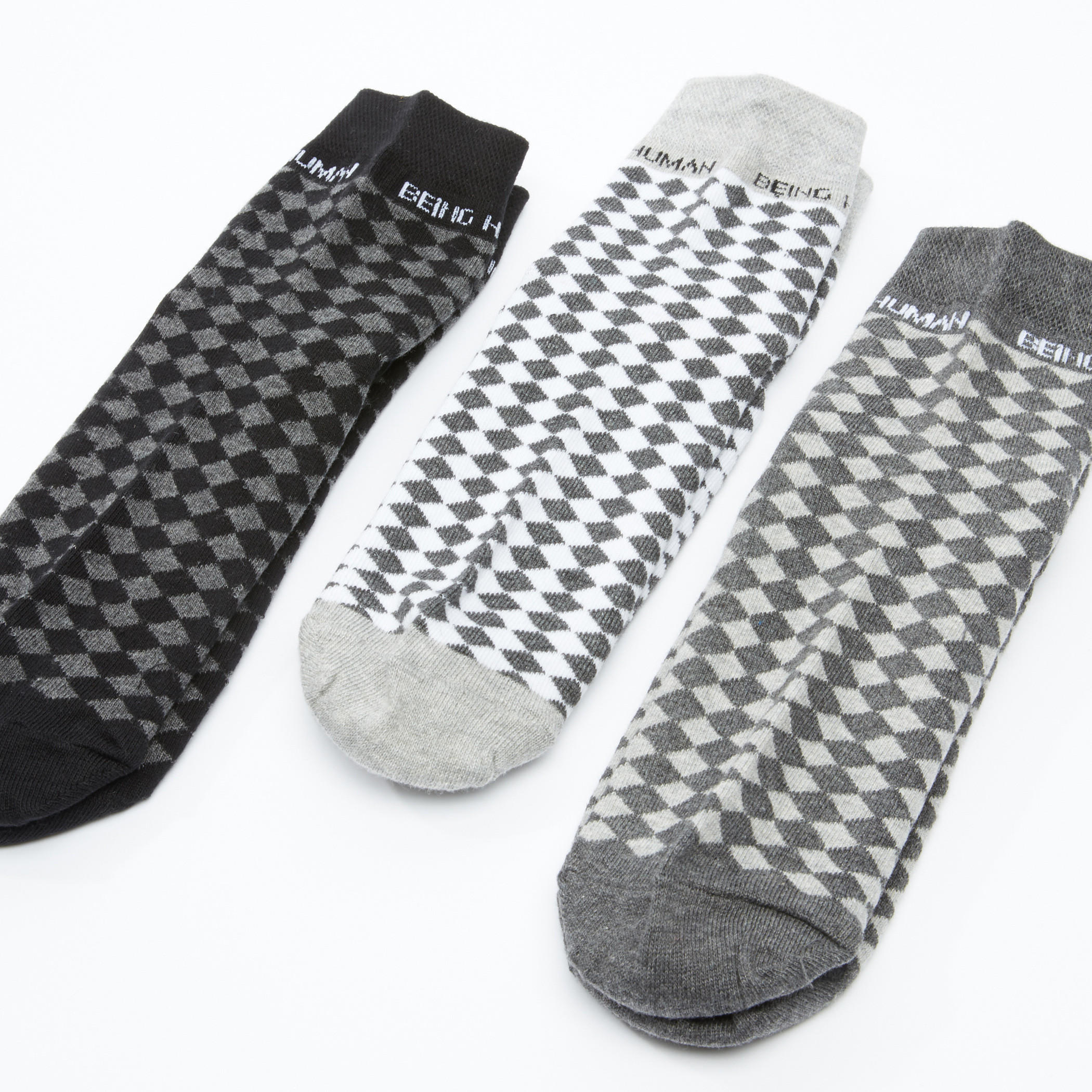 جوارب بطول الكاحل وطبعات بيينج هيومان - طقم من 3 أزواج-men-socks-image-2