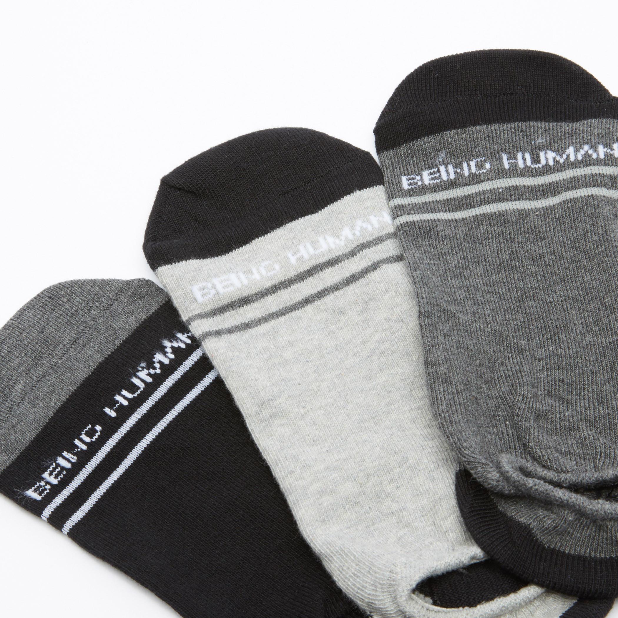 جوارب غير مرئية بطبعات بيينج هيومان - طقم من 3 أزواج-men-socks-image-2
