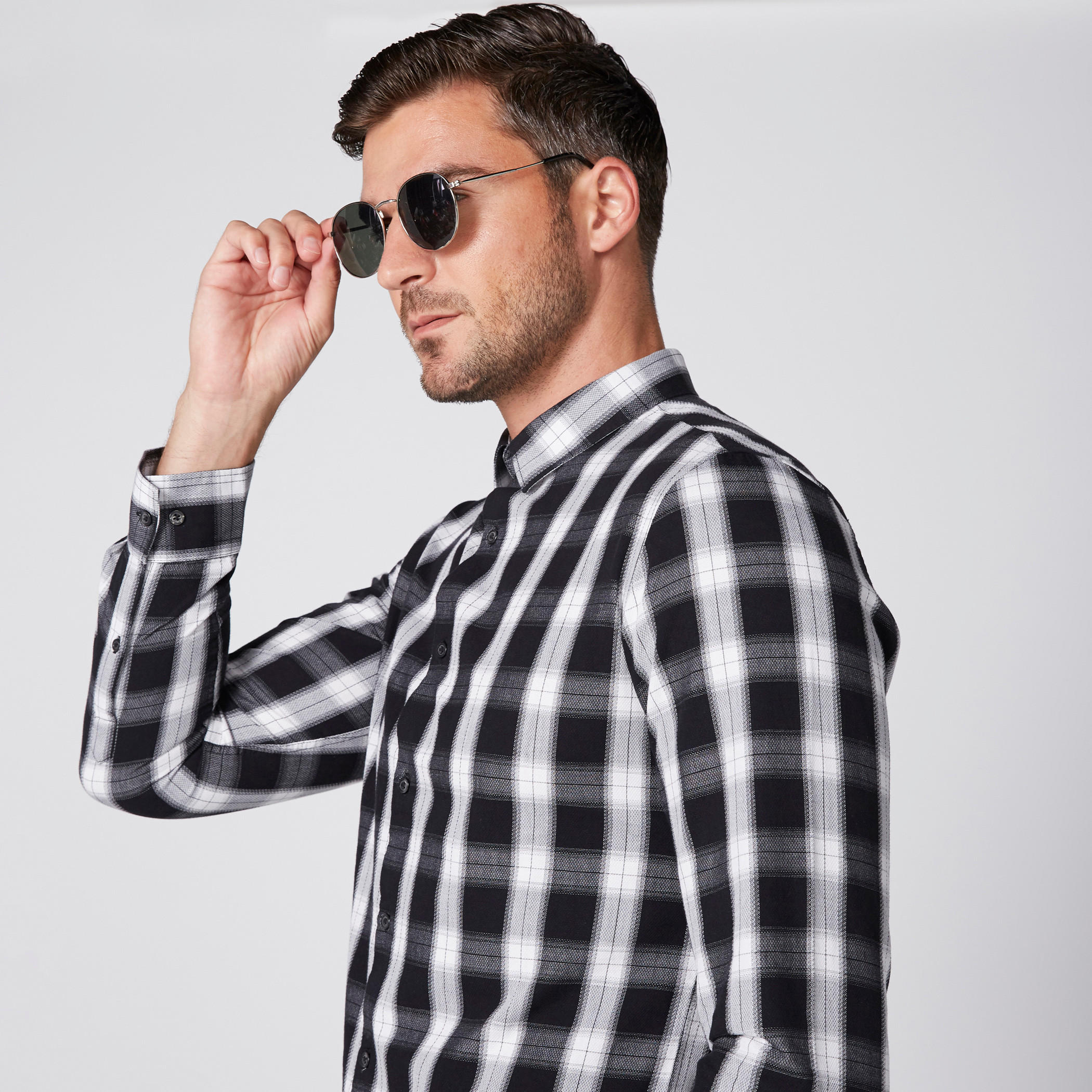 قميص كاروهات بأكمام طويلة وأزرار بيينج هيومان-men-clothing-shirts-image-5