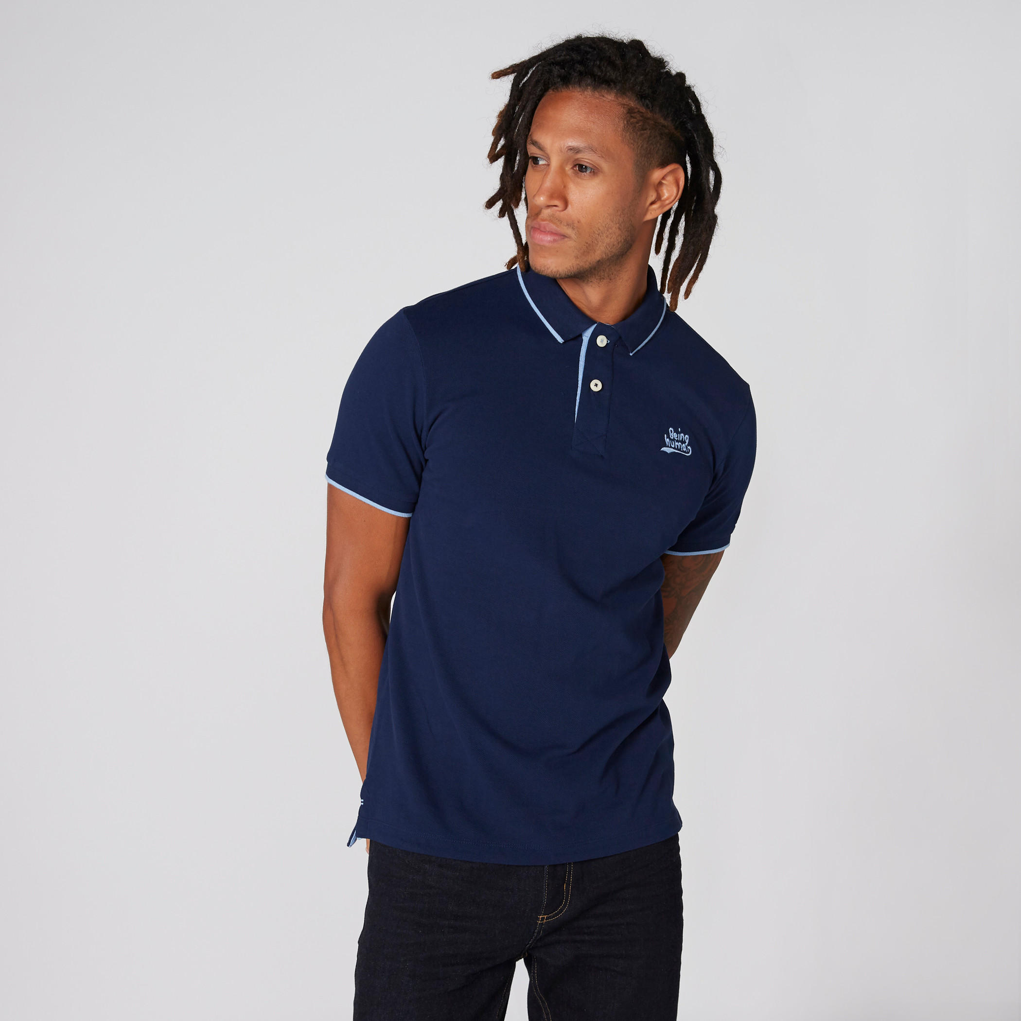 Being Human Polo Neck T-Shirt with Short Sleeves-men-clothing-tshirtsandpolos-polos-image-1