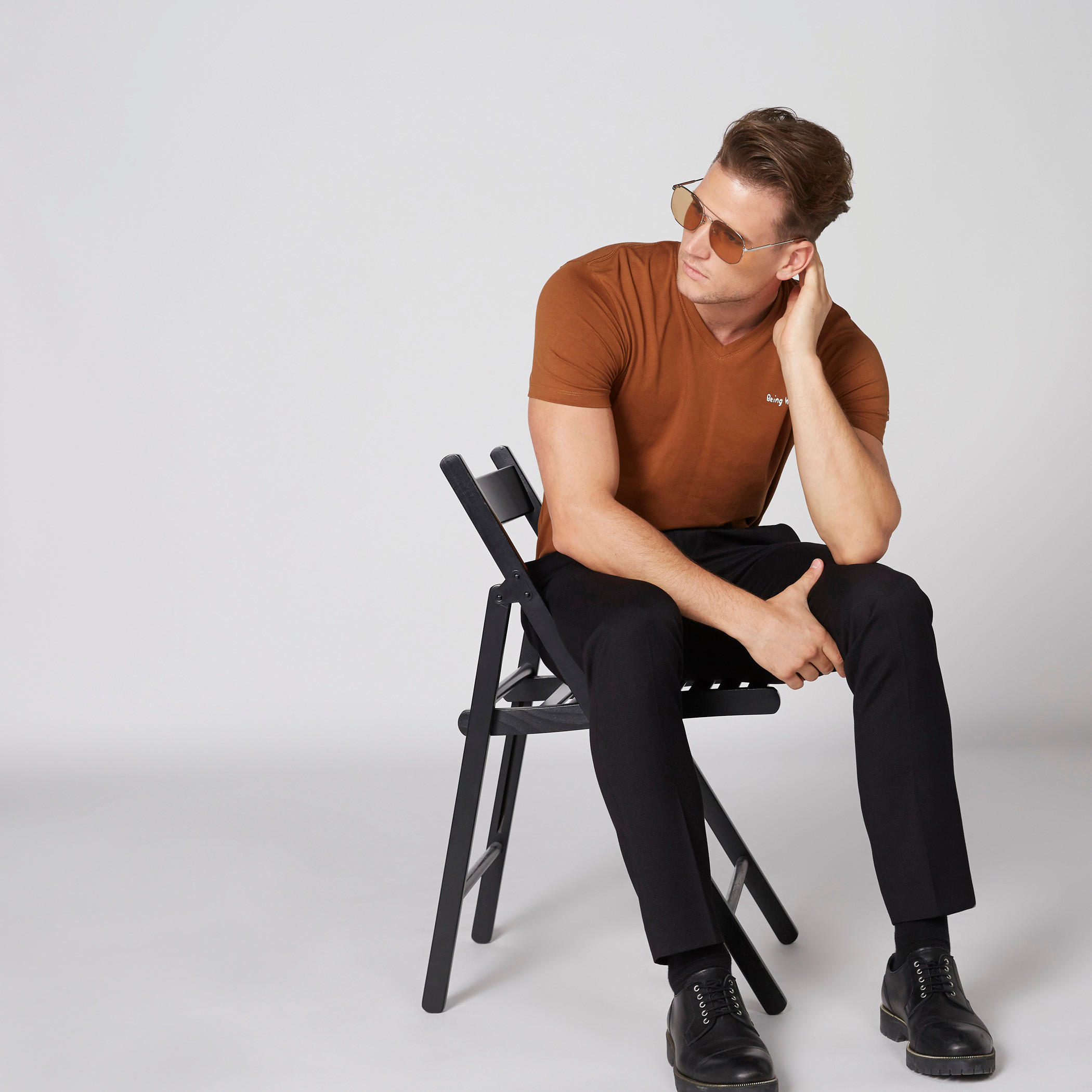 Being Human V-Neck T-Shirt with Short Sleeves-men-clothing-tshirtsandpolos-tshirts-image-3