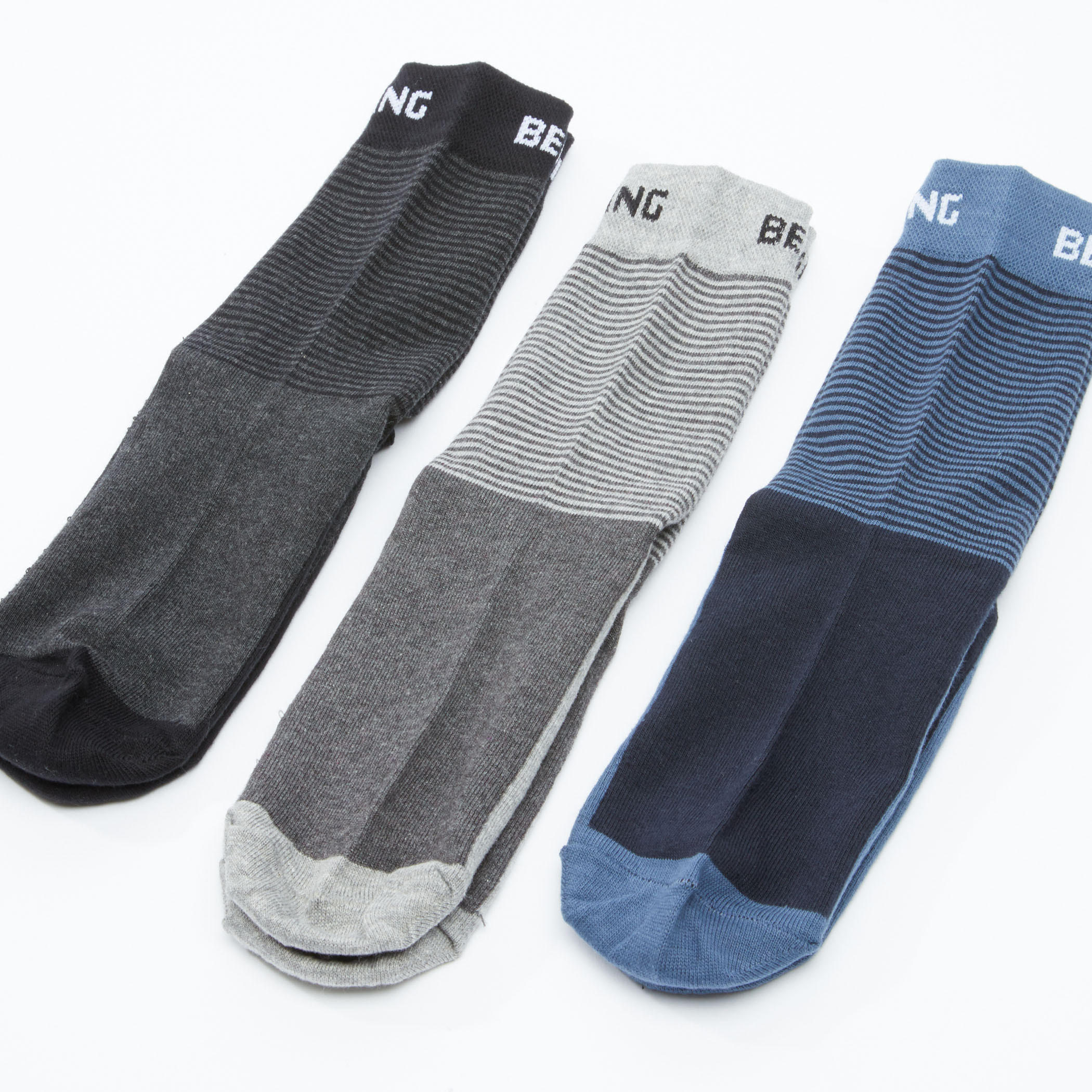 جوارب مقلّمة متوسطة الطول من بيينج هيومان - طقم من 3 أزواج-men-socks-image-2