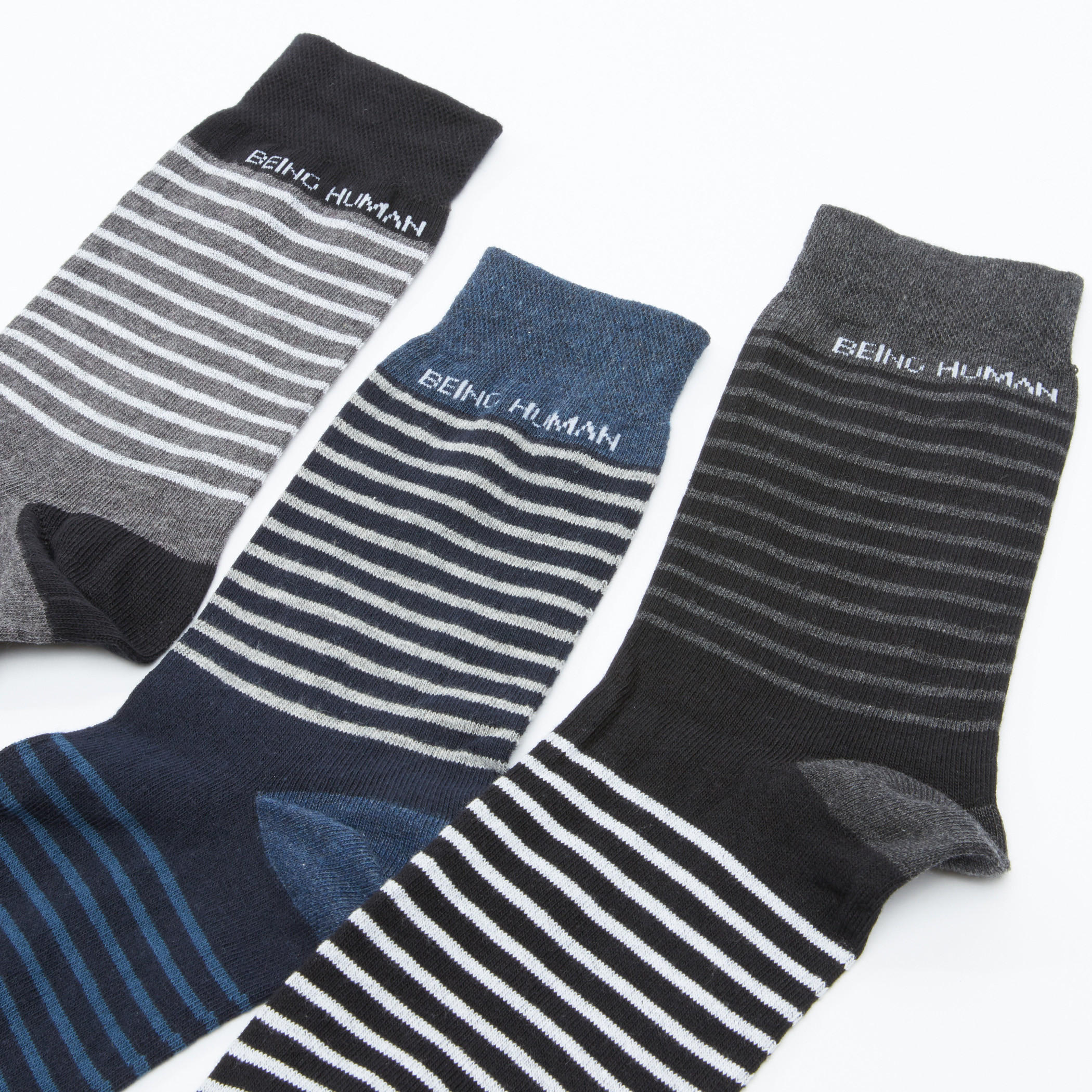 جوارب مقلّمة متوسطة الطول من بيينج هيومان - طقم من 3 أزواج-men-socks-image-3