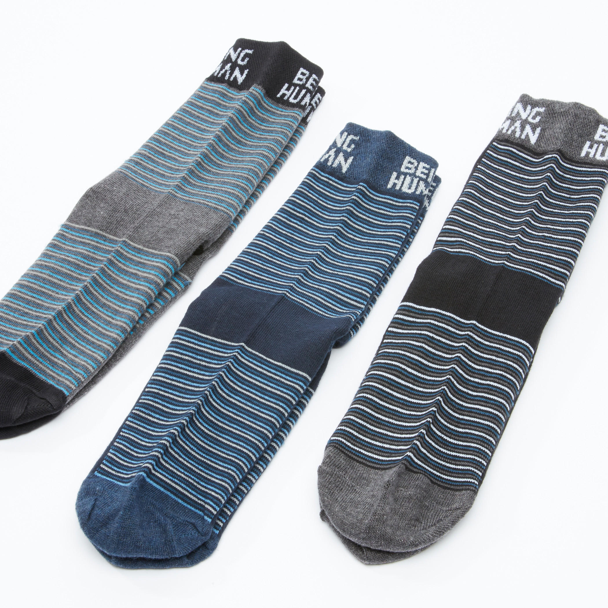 جوارب مقلّمة متوسطة الطول من بيينج هيومان - طقم من 3 أزواج-men-socks-image-2