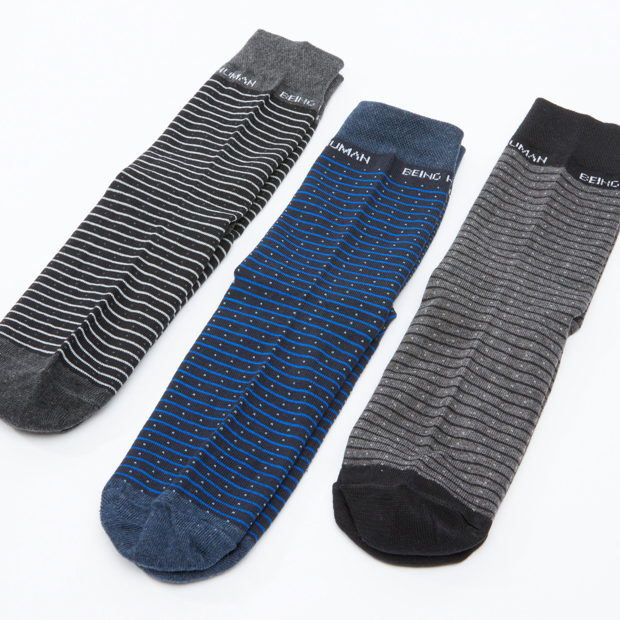 جوارب مقلّمة متوسطة الطول من بيينج هيومان - طقم من 3 أزواج-men-socks-image-2