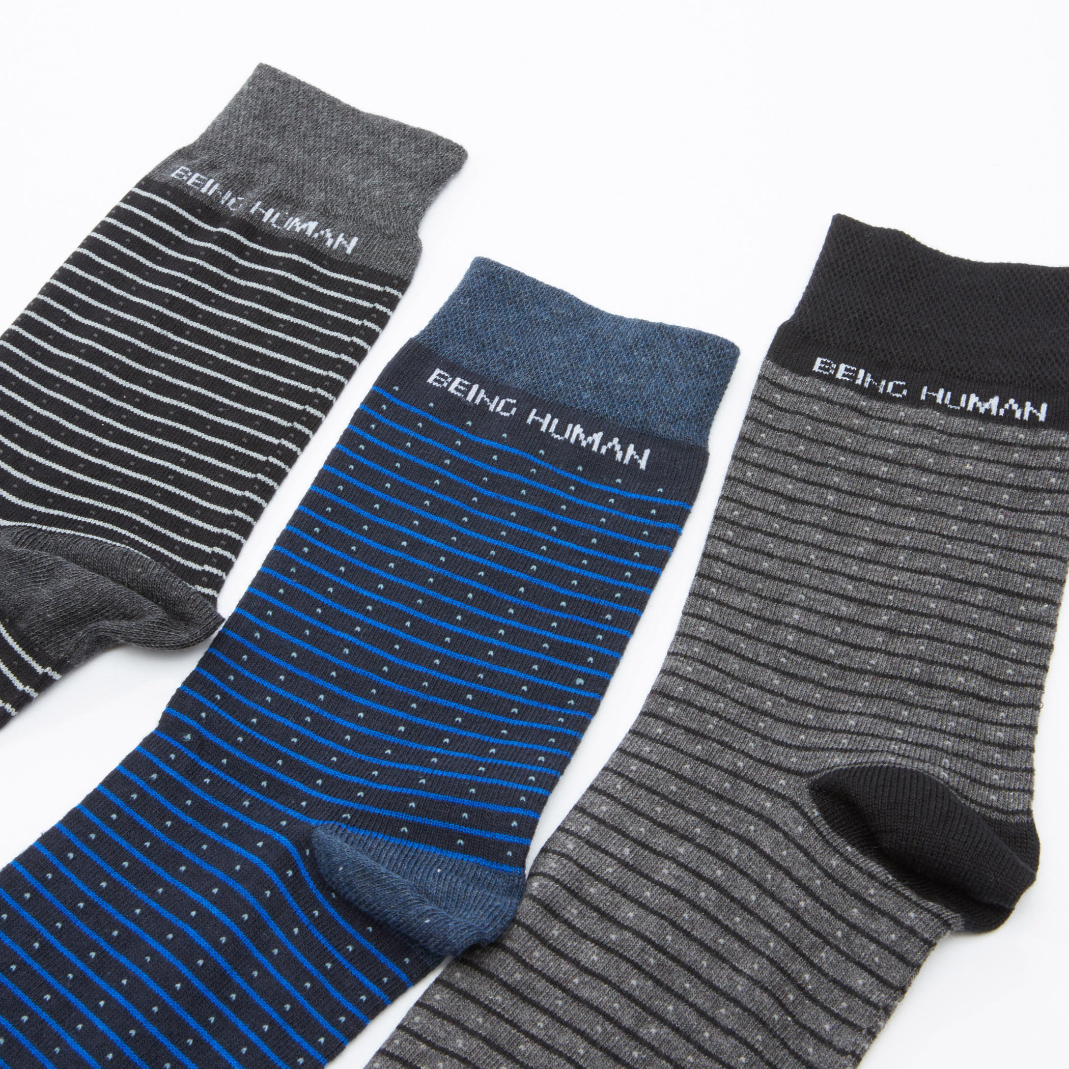 جوارب مقلّمة متوسطة الطول من بيينج هيومان - طقم من 3 أزواج-men-socks-image-3