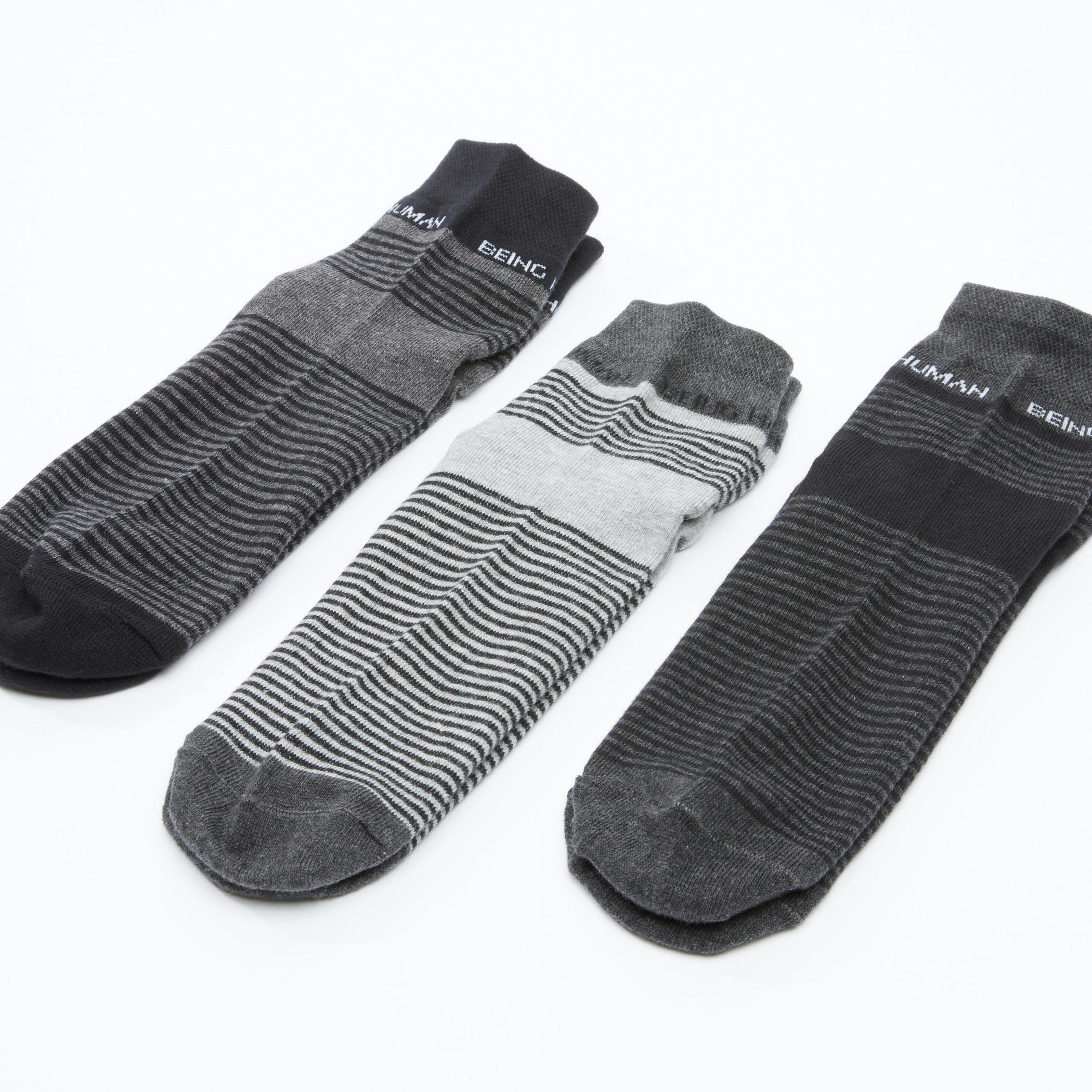 جوارب مقلّمة بطول الكاحل من بيينج هيومان - طقم من 3 أزواج-men-socks-image-2
