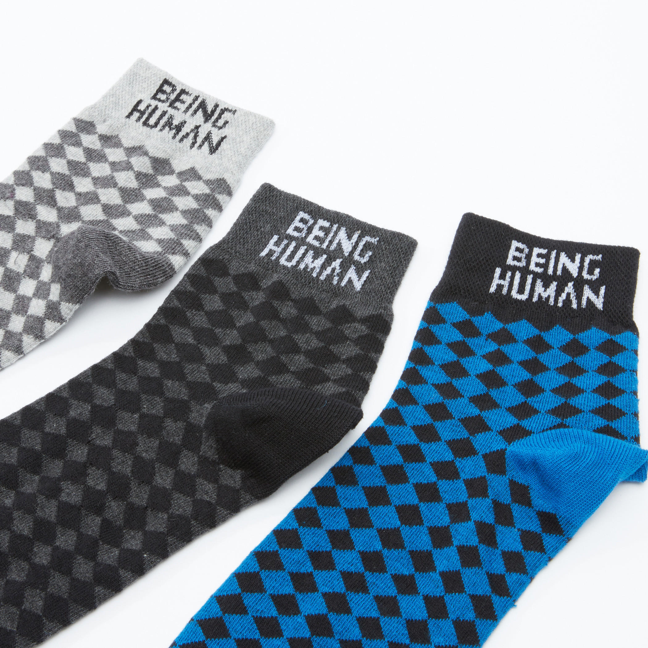جوارب بطول الكاحل كاروهات بيينج هيومان - طقم من 3 أزواج-men-socks-image-3
