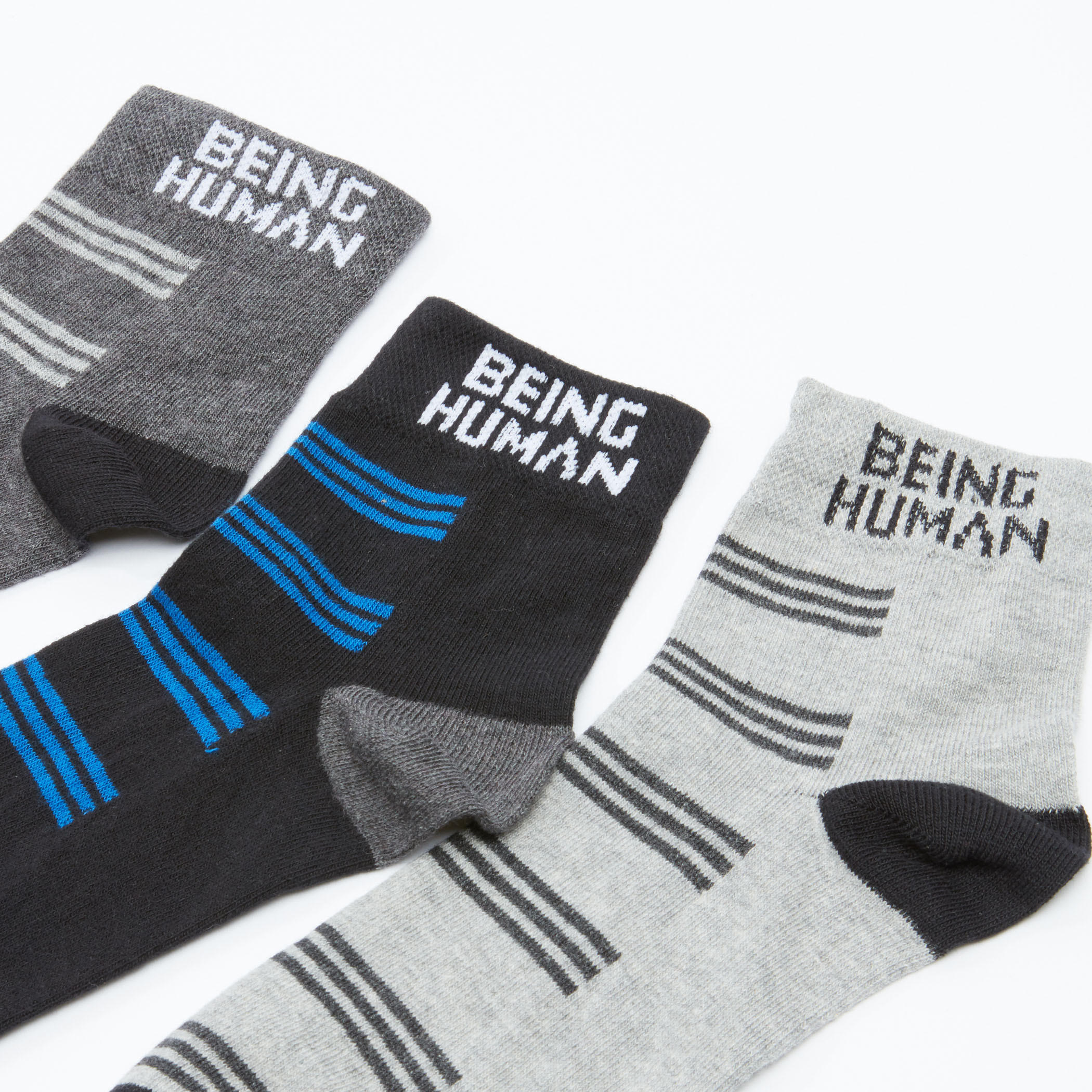 جوارب مقلّمة بطول الكاحل من بيينج هيومان - طقم من 3 أزواج-men-socks-image-3