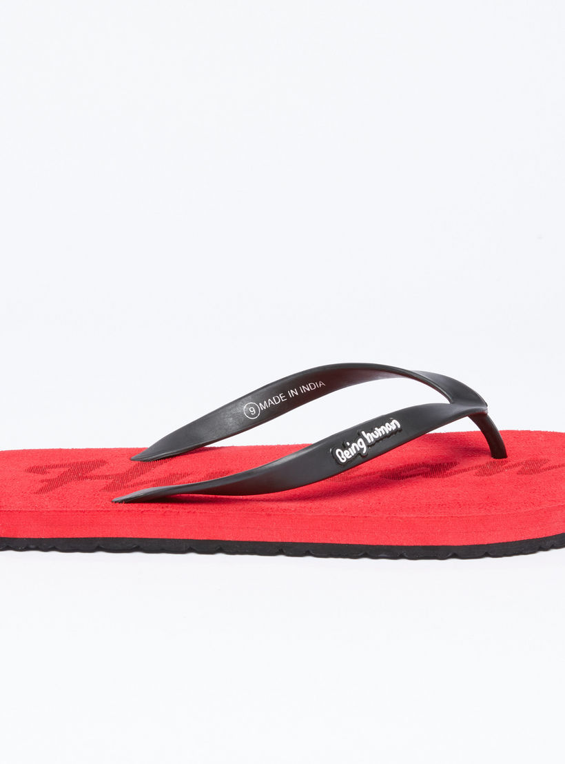 Being Human Printed Flip Flops with Logo Applique-men-shoes-flipflopsandslides-image-1