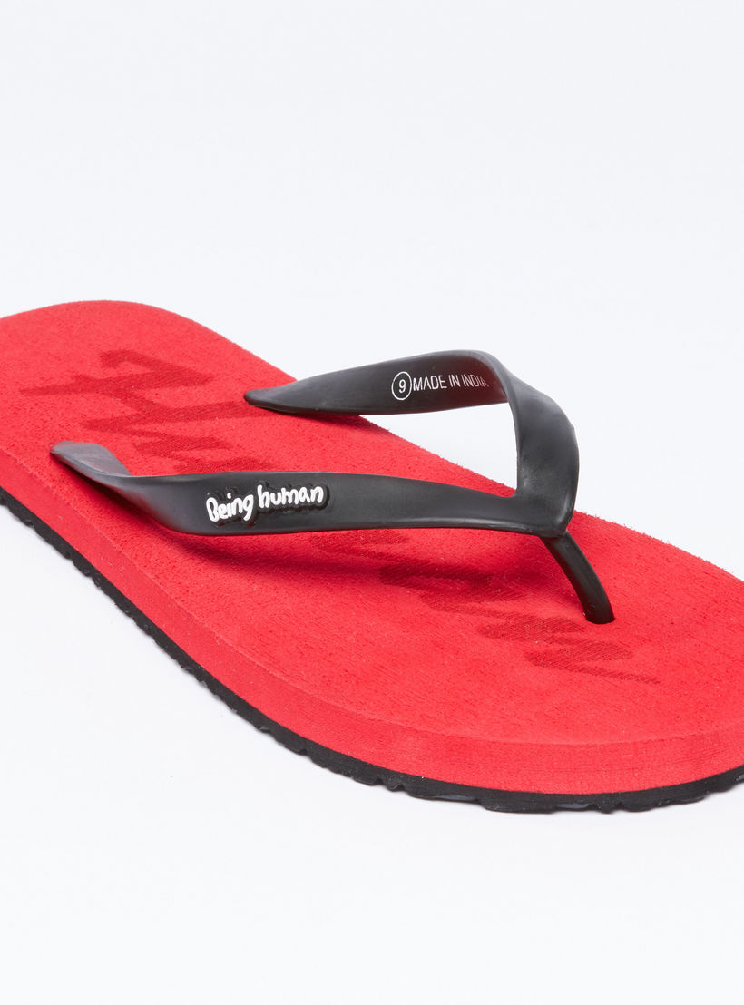 Being Human Printed Flip Flops with Logo Applique-men-shoes-flipflopsandslides-image-2