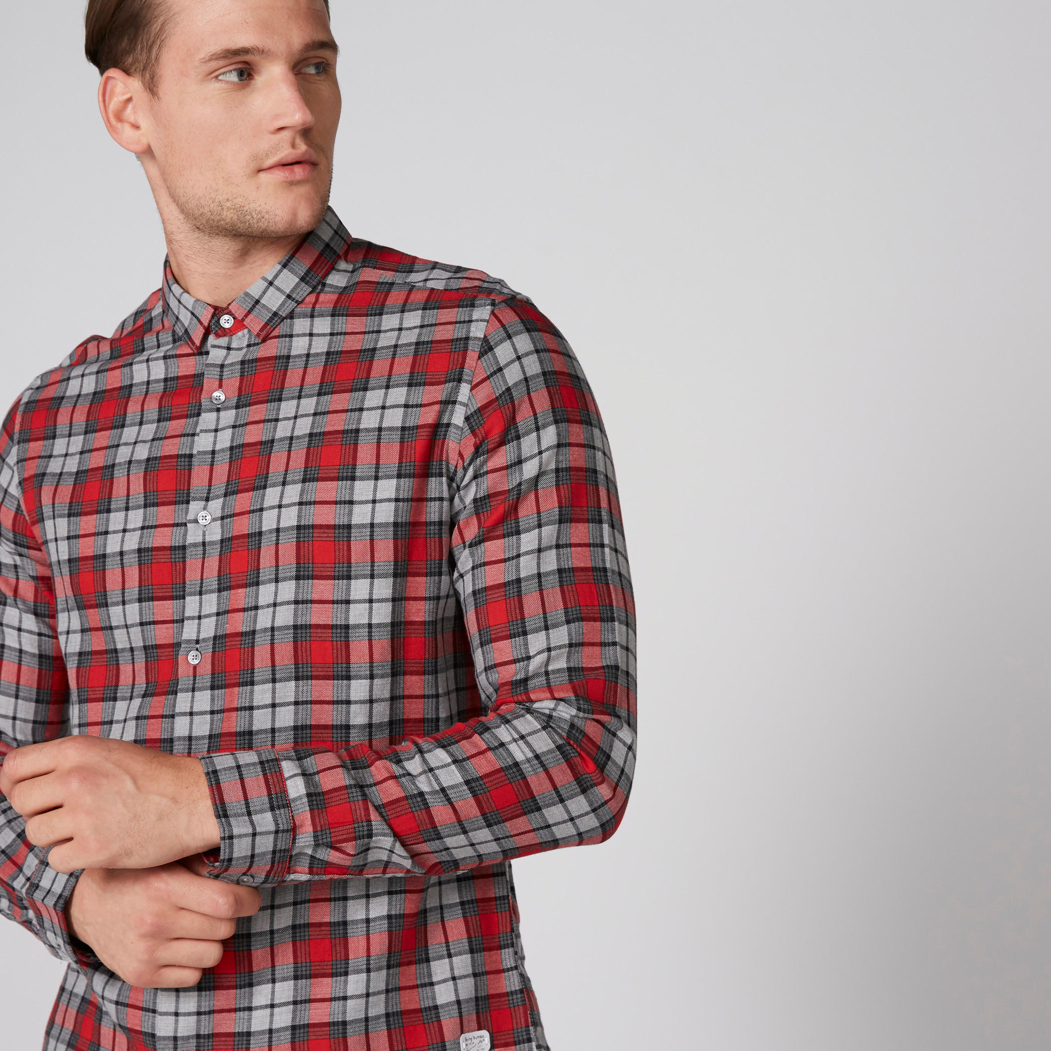 قميص كاروهات بأكمام طويلة وأزرار بيينج هيومان-men-clothing-shirts-image-4