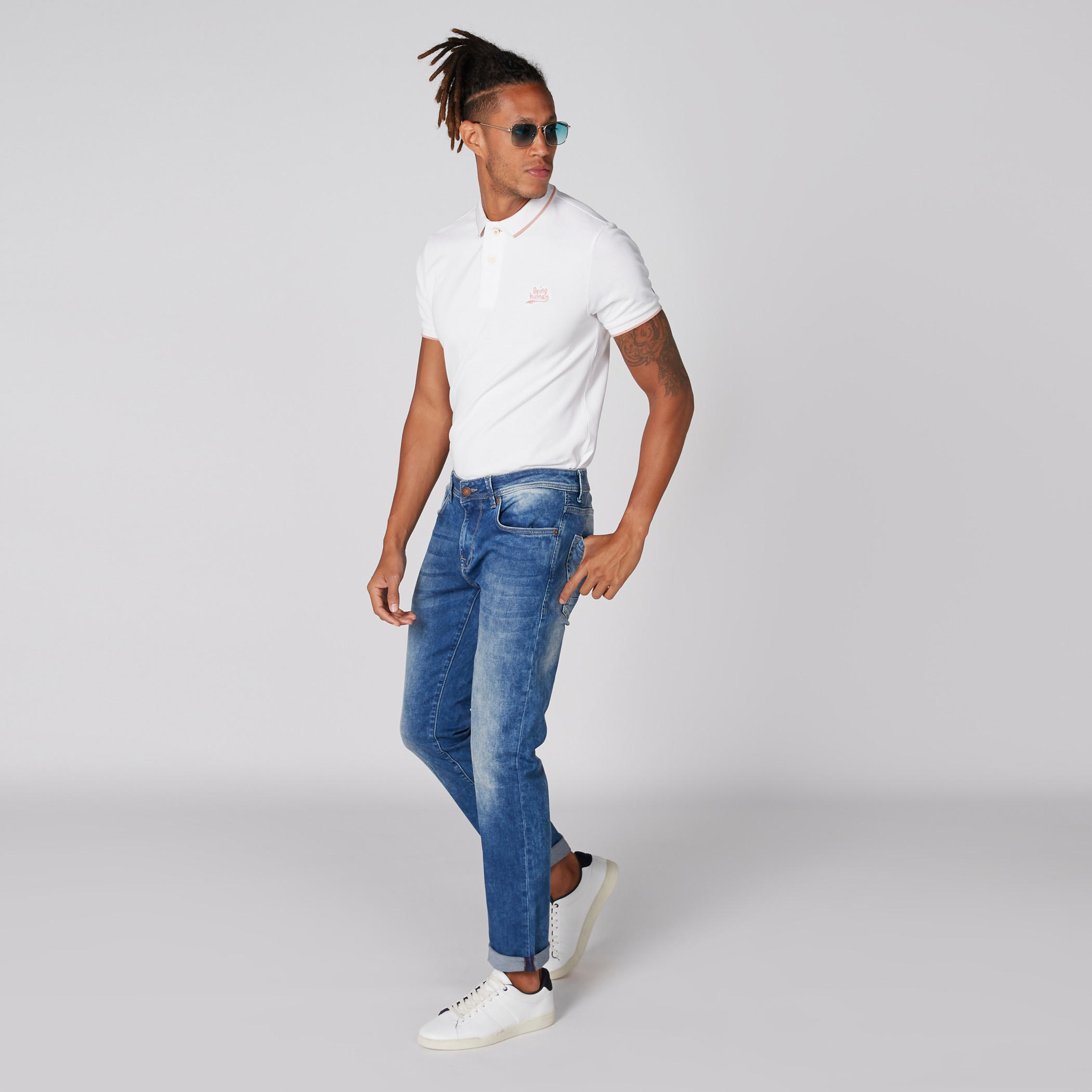 بنطال جينز طويل بزر إغلاق وجيوب بيينج هيومان-men-clothing-bottoms-jeans-image-1