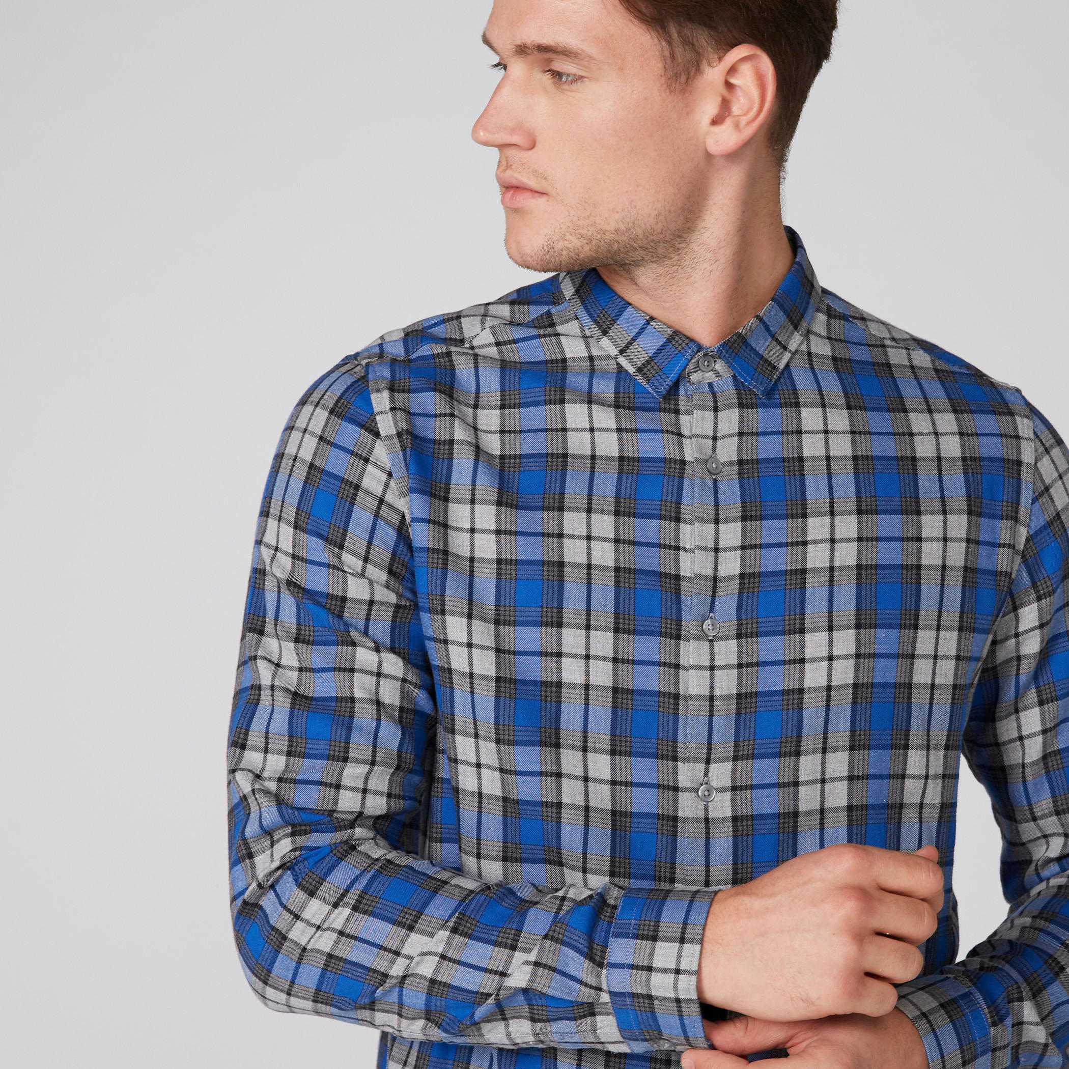 قميص كاروهات بأكمام طويلة وأزرار بيينج هيومان-men-clothing-shirts-image-4