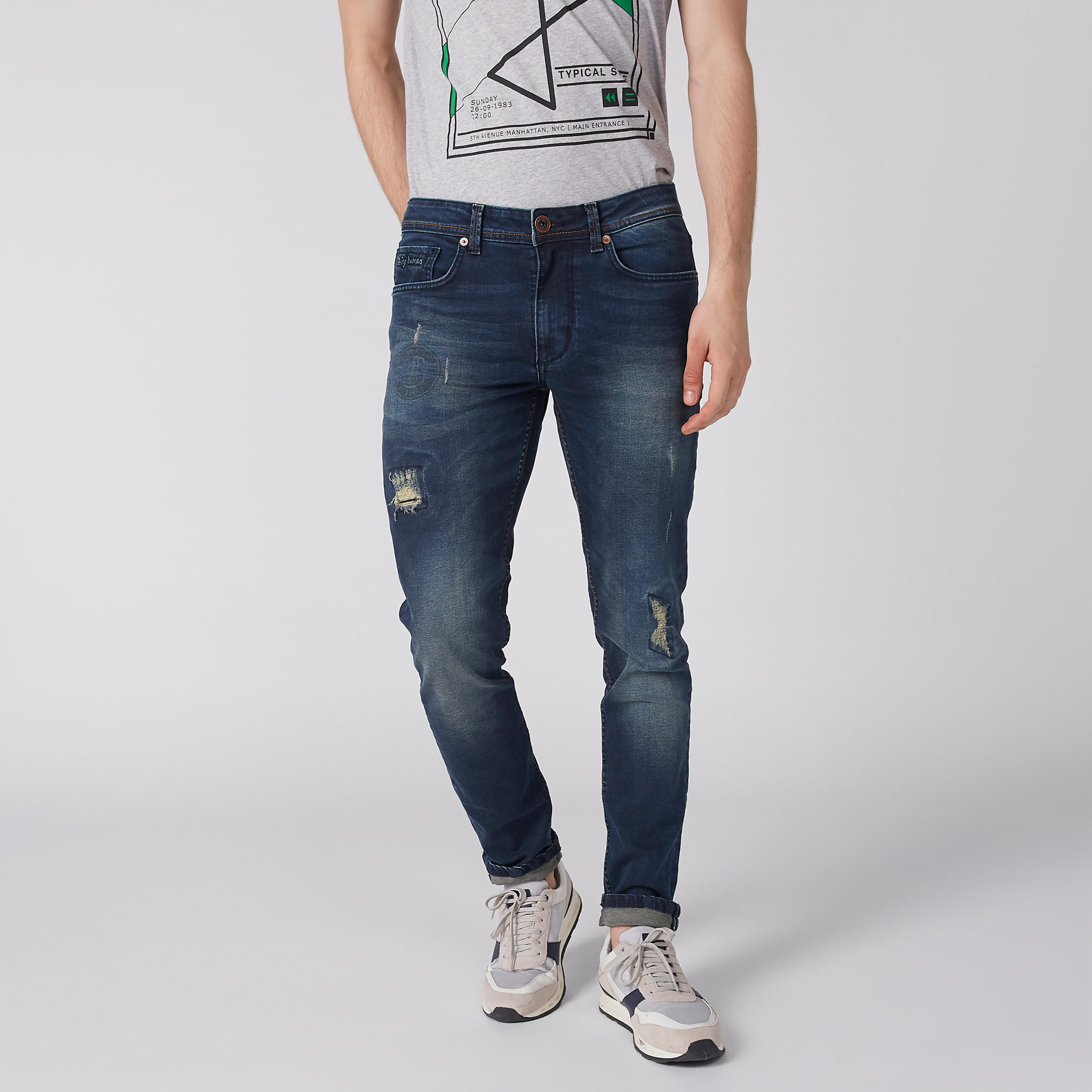 Being Human Distressed Jeans with Pocket Detail and Button Closure-men-clothing-bottoms-jeans-image-1