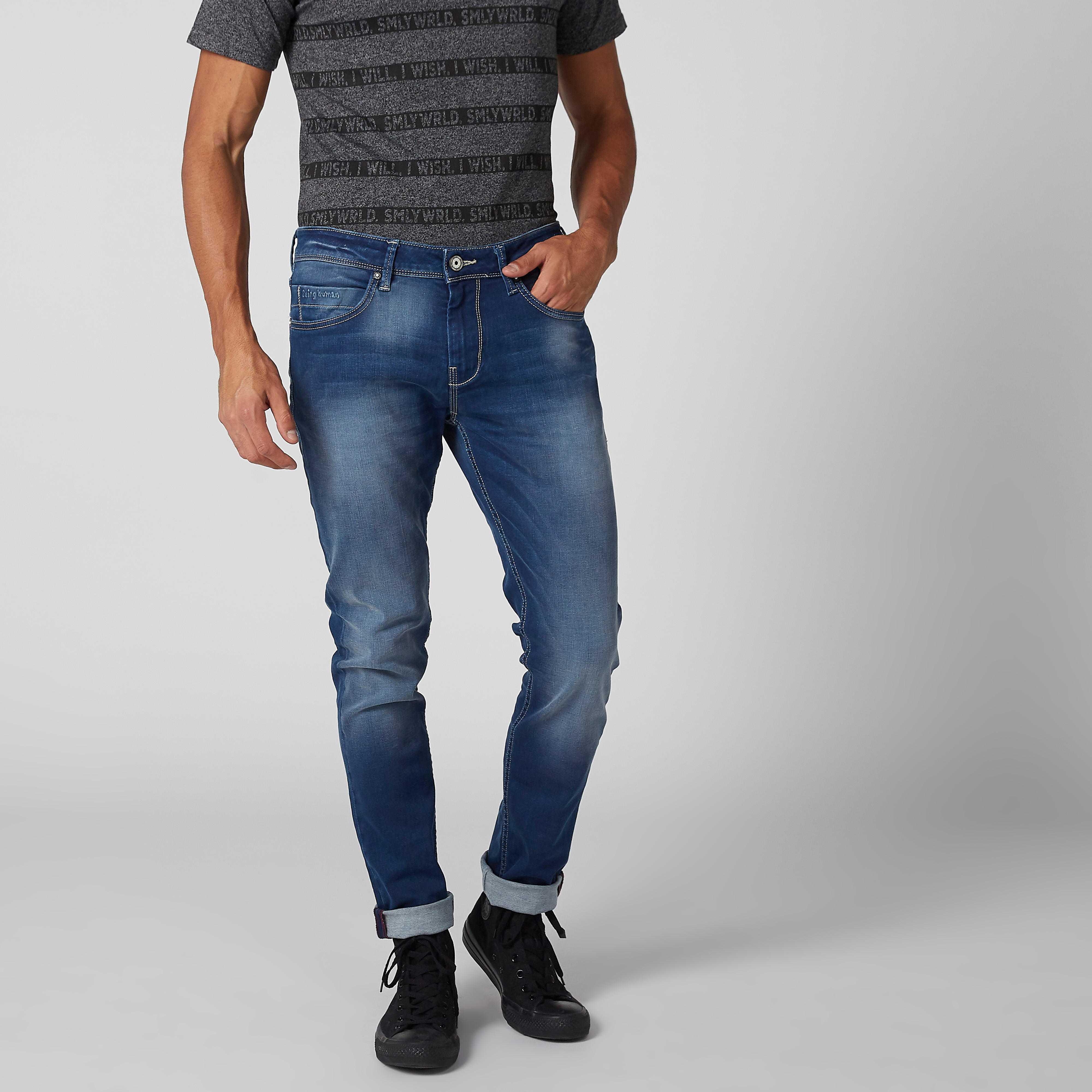بنطال جينز بزر إغلاق وجيوب من بيينج هيومان-men-clothing-bottoms-jeans-image-1