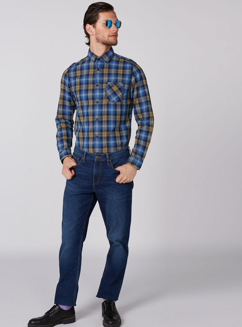 قميص كاروهات بأكمام طويلة وأزرار من بيينج هيومان-men-clothing-shirts-image-1