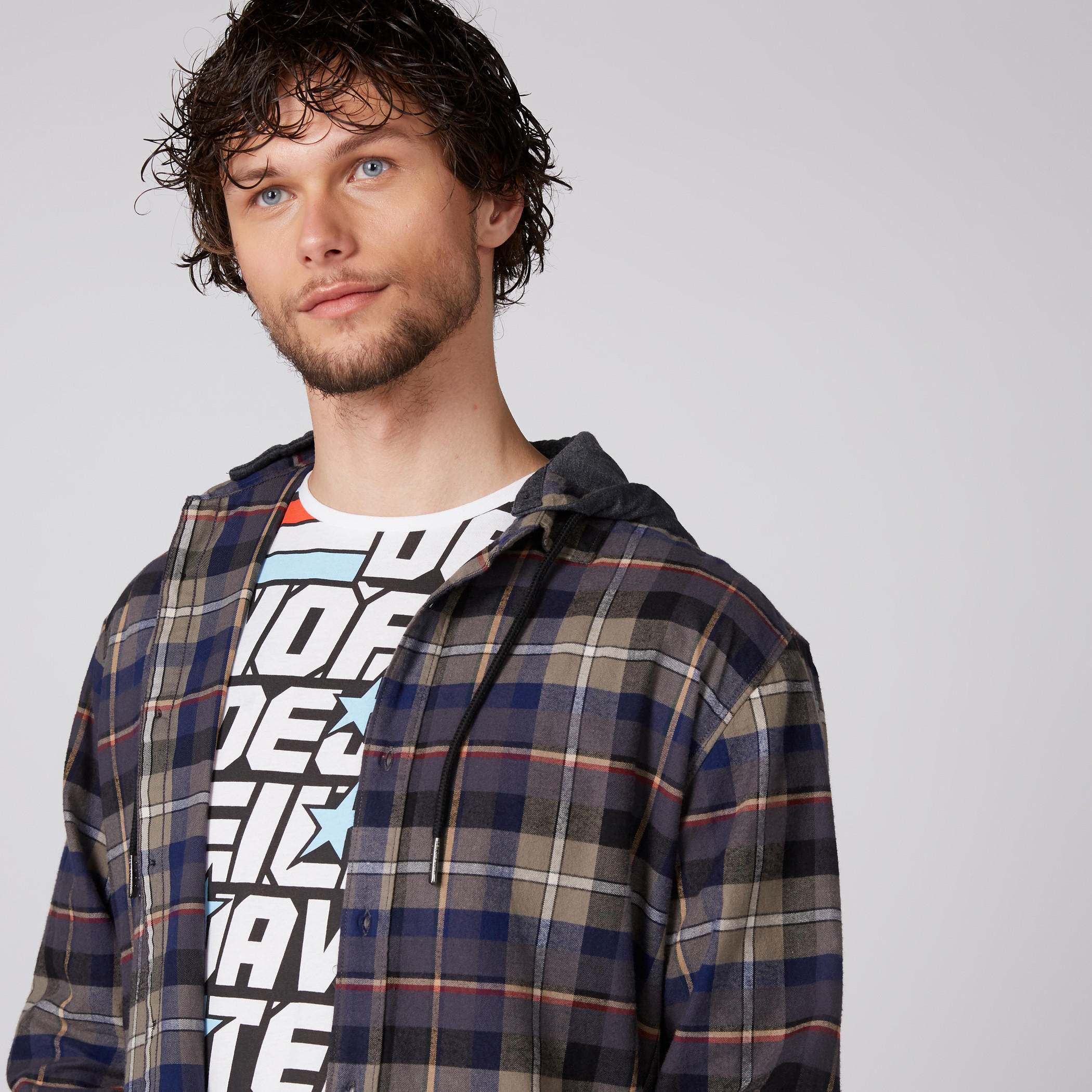 Being Human Chequered Shirt with Long Sleeves and Hood-men-clothing-shirts-image-3