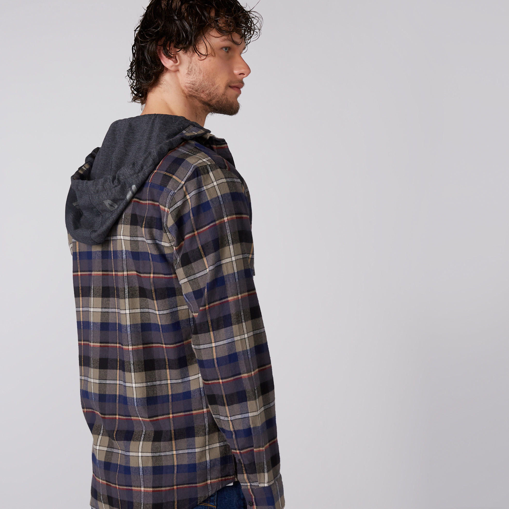 Being Human Chequered Shirt with Long Sleeves and Hood-men-clothing-shirts-image-4