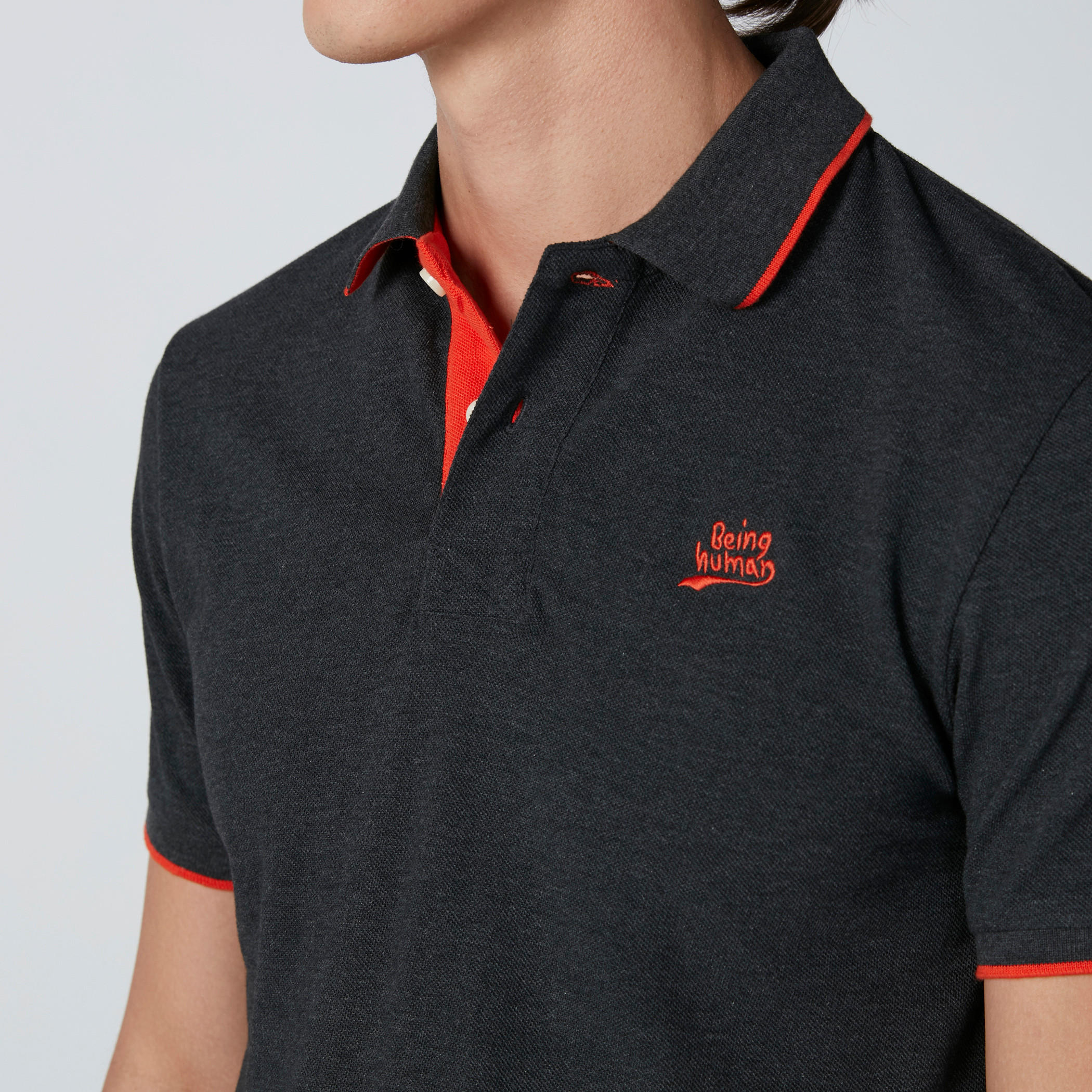 Being Human Polo Neck T-Shirt with Short Sleeves and Embroidery-men-clothing-tshirtsandpolos-polos-image-4