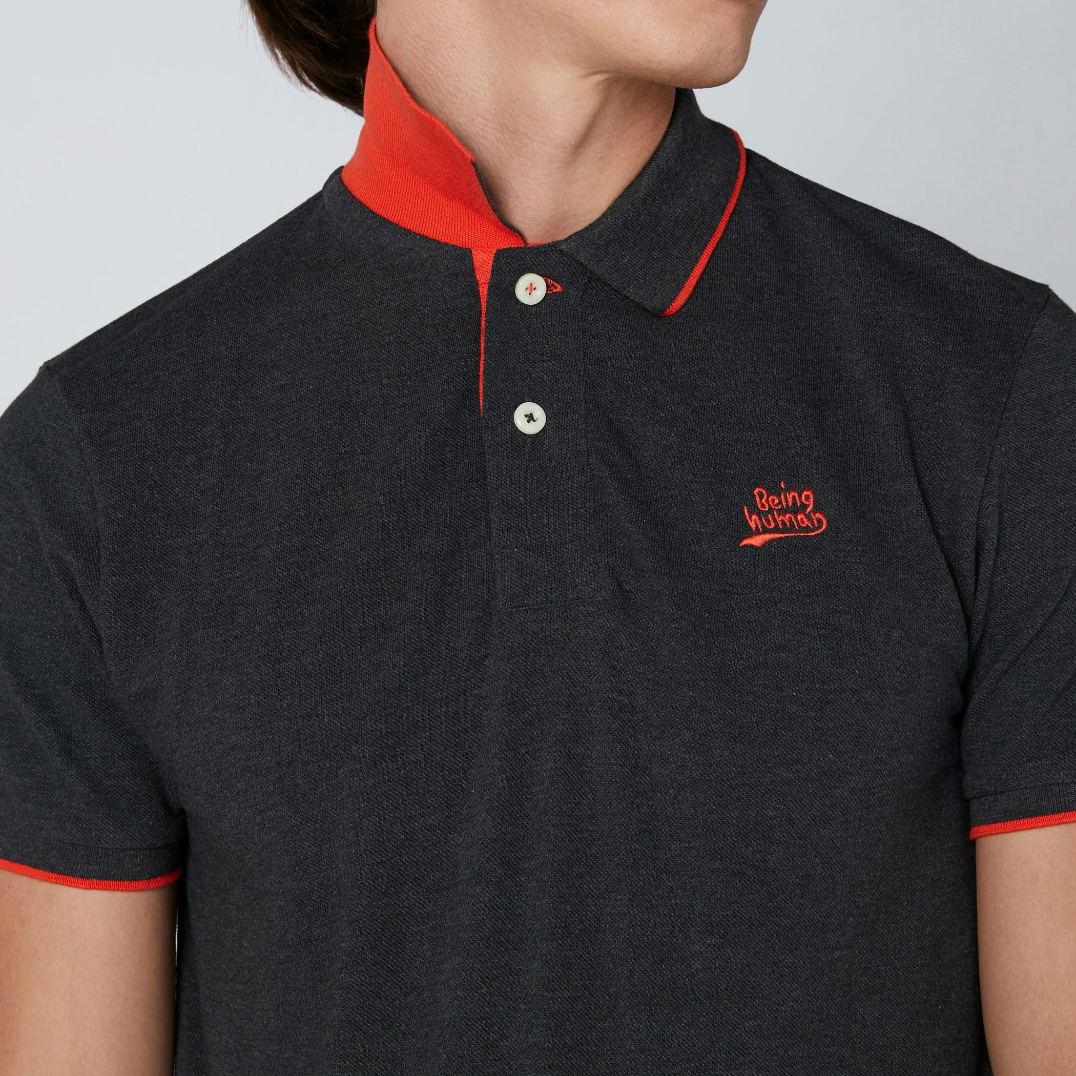 Being Human Polo Neck T-Shirt with Short Sleeves and Embroidery-men-clothing-tshirtsandpolos-polos-image-5