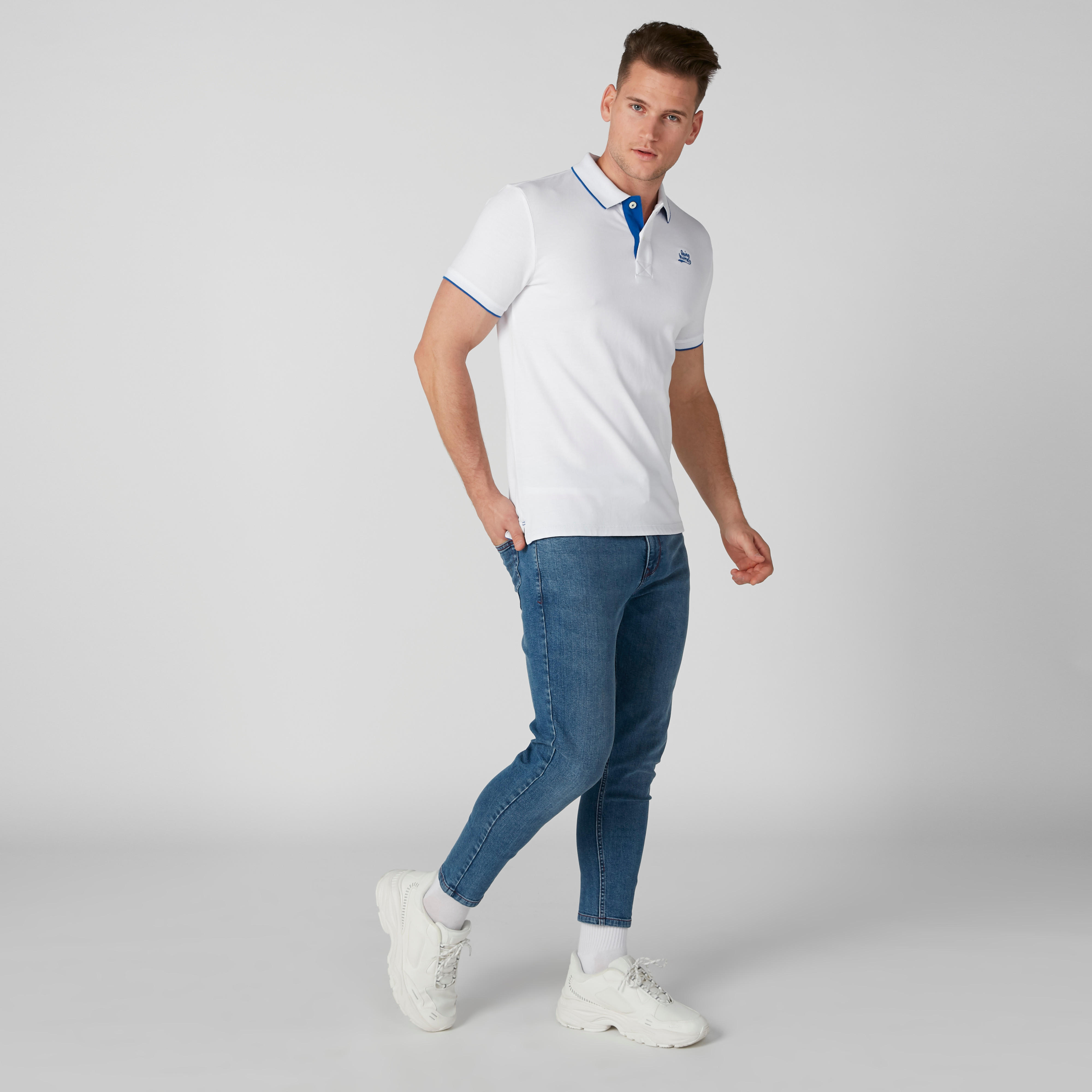 تيشيرت بقصّة عادية وياقة بولو وأكمام قصيرة بيينج هيومان-men-clothing-tshirtsandpolos-polos-image-3
