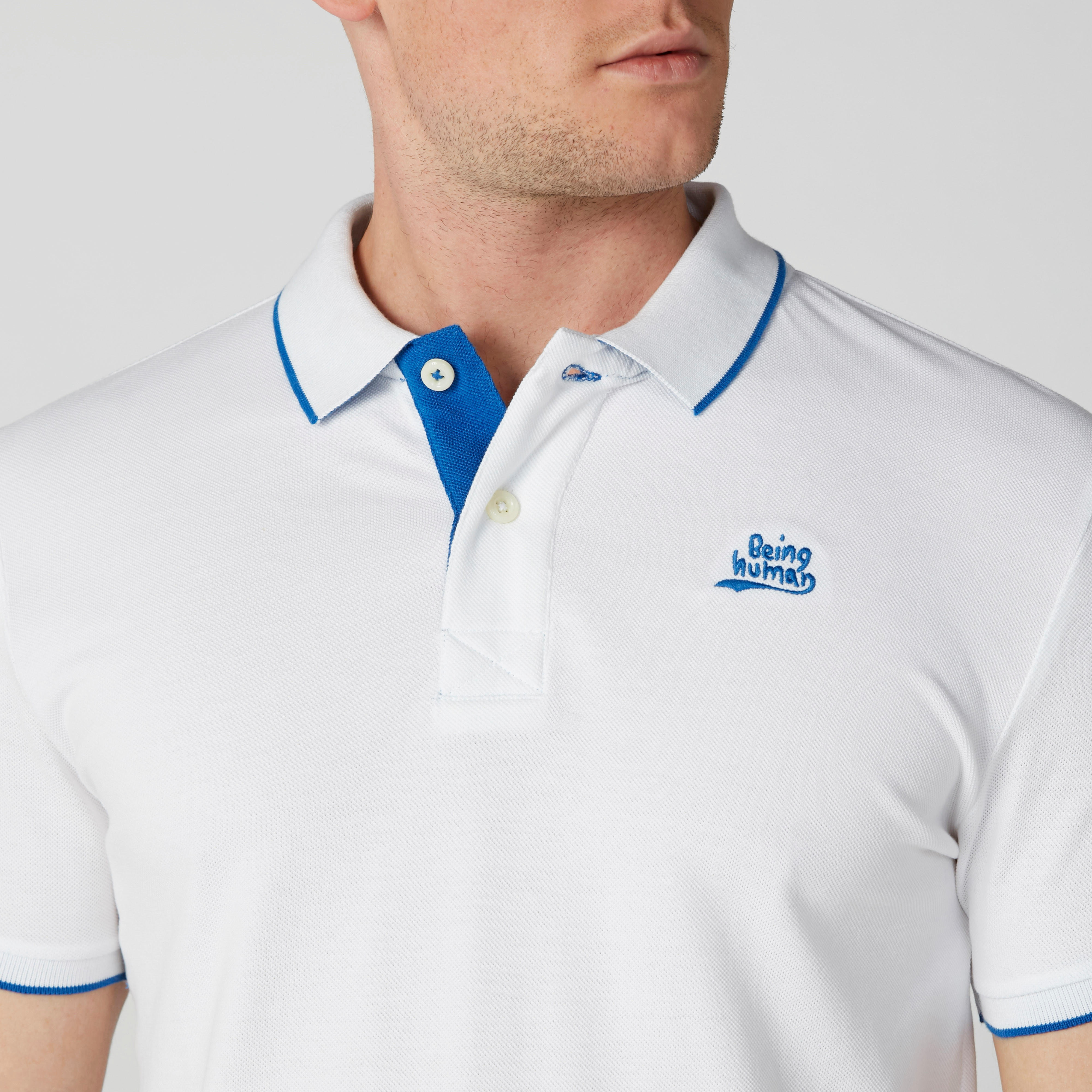 تيشيرت بقصّة عادية وياقة بولو وأكمام قصيرة بيينج هيومان-men-clothing-tshirtsandpolos-polos-image-5