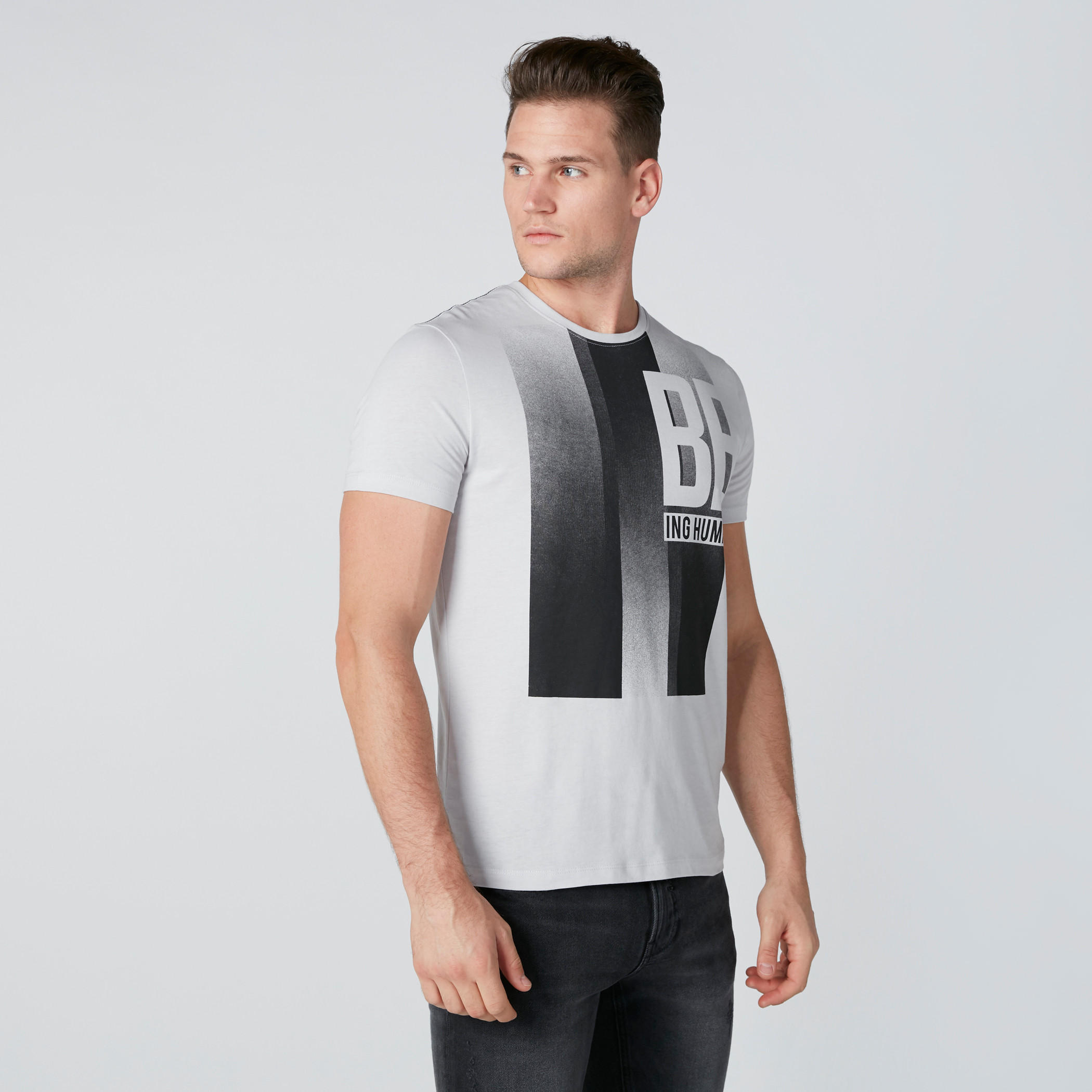 تيشيرت بطبعات وقصّة سليم فيت وأكمام قصيرة من بيينج هيومن-men-clothing-tshirtsandpolos-tshirts-image-3