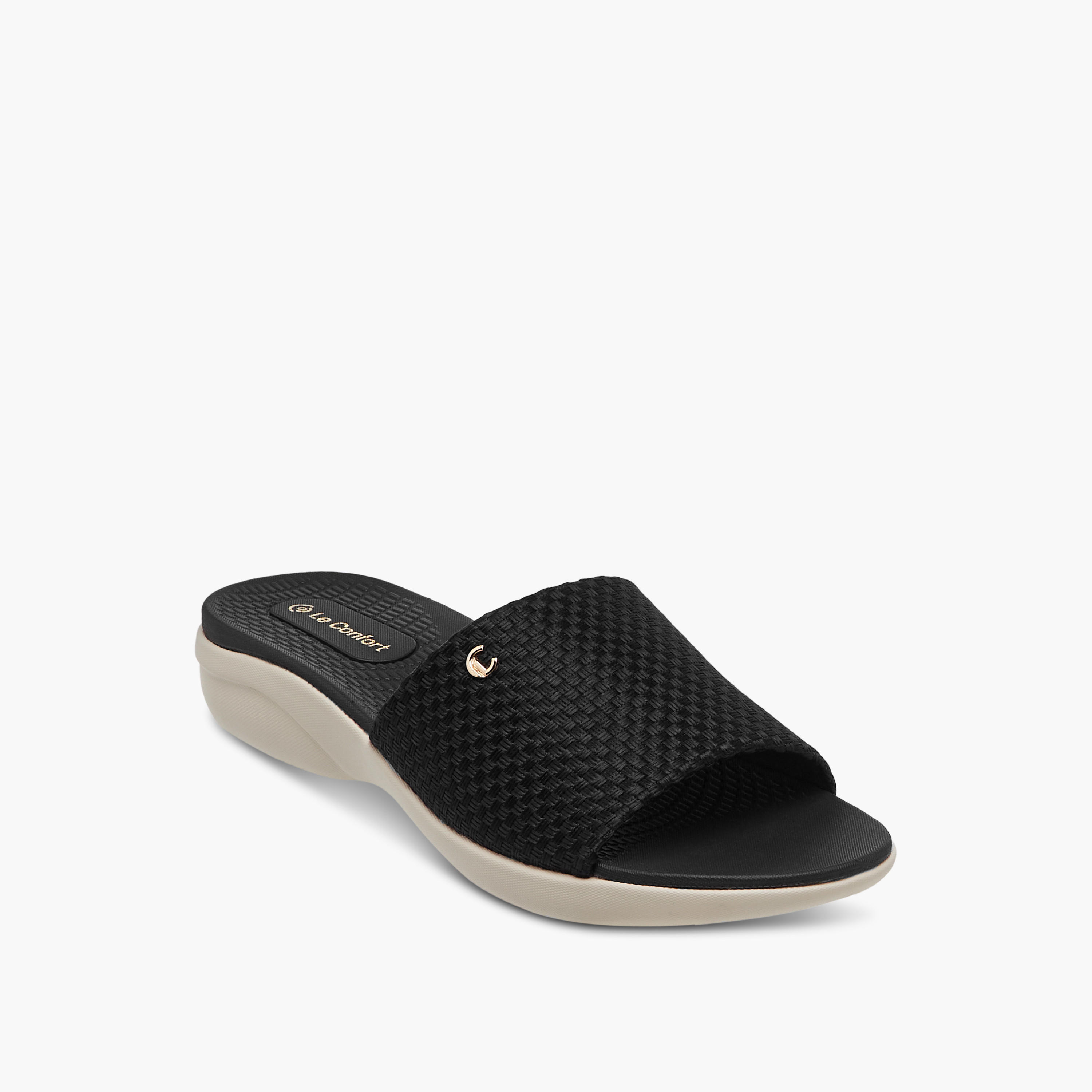 Le Confort Textured Slip-On Comfort Sandals-women-shoes-flats-sandals-image-2