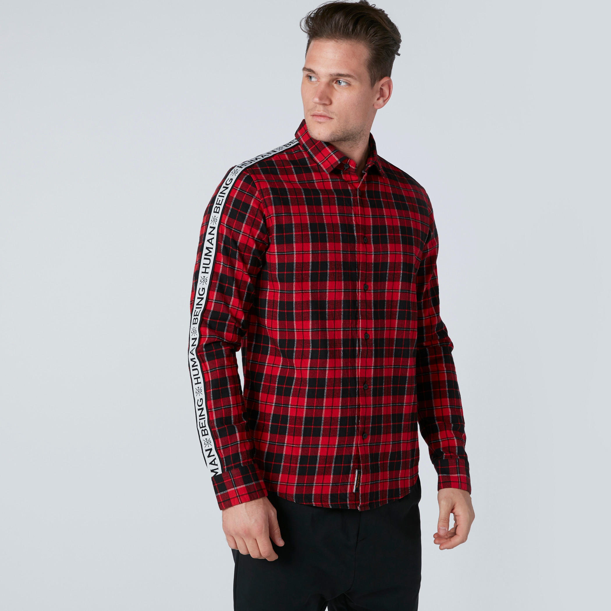Being Human Chequered Shirt in Regular Fit with Tape Detail-men-clothing-shirts-image-1