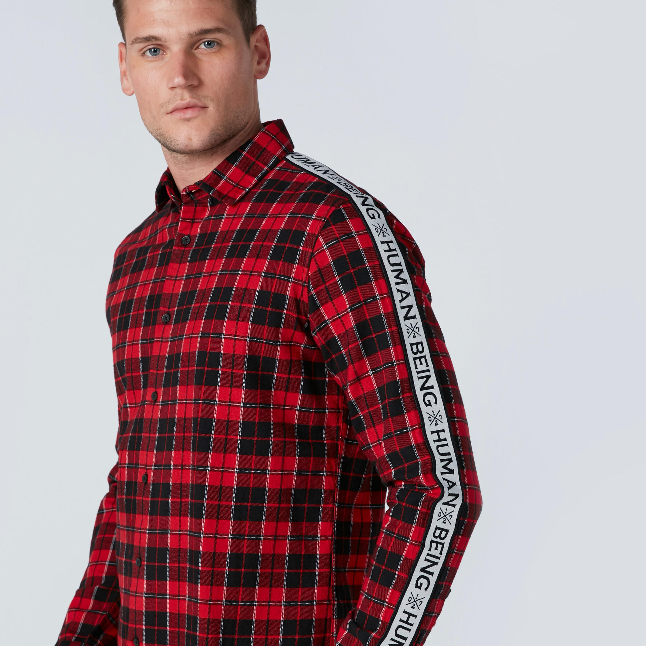 Being Human Chequered Shirt in Regular Fit with Tape Detail-men-clothing-shirts-image-3