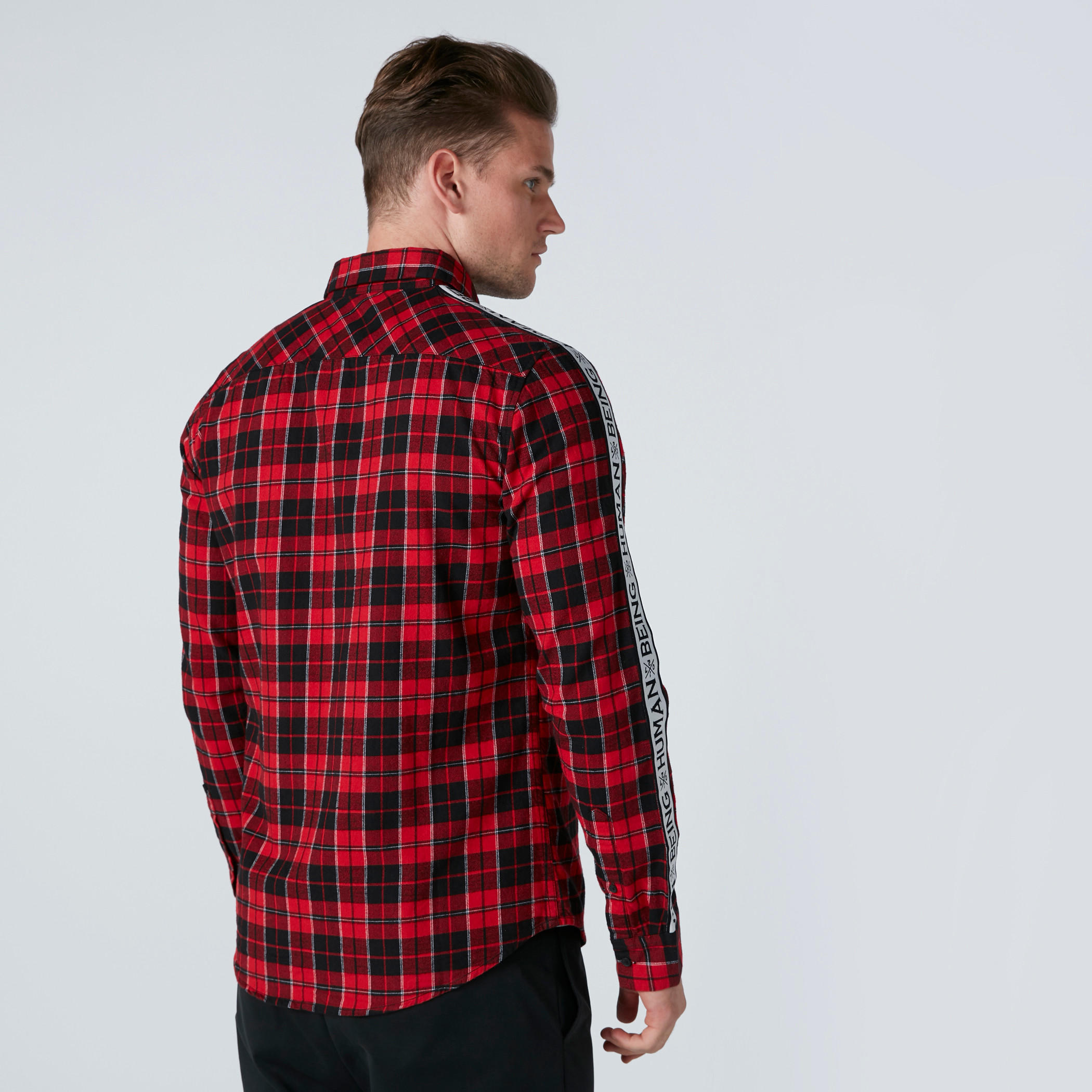 Being Human Chequered Shirt in Regular Fit with Tape Detail-men-clothing-shirts-image-4