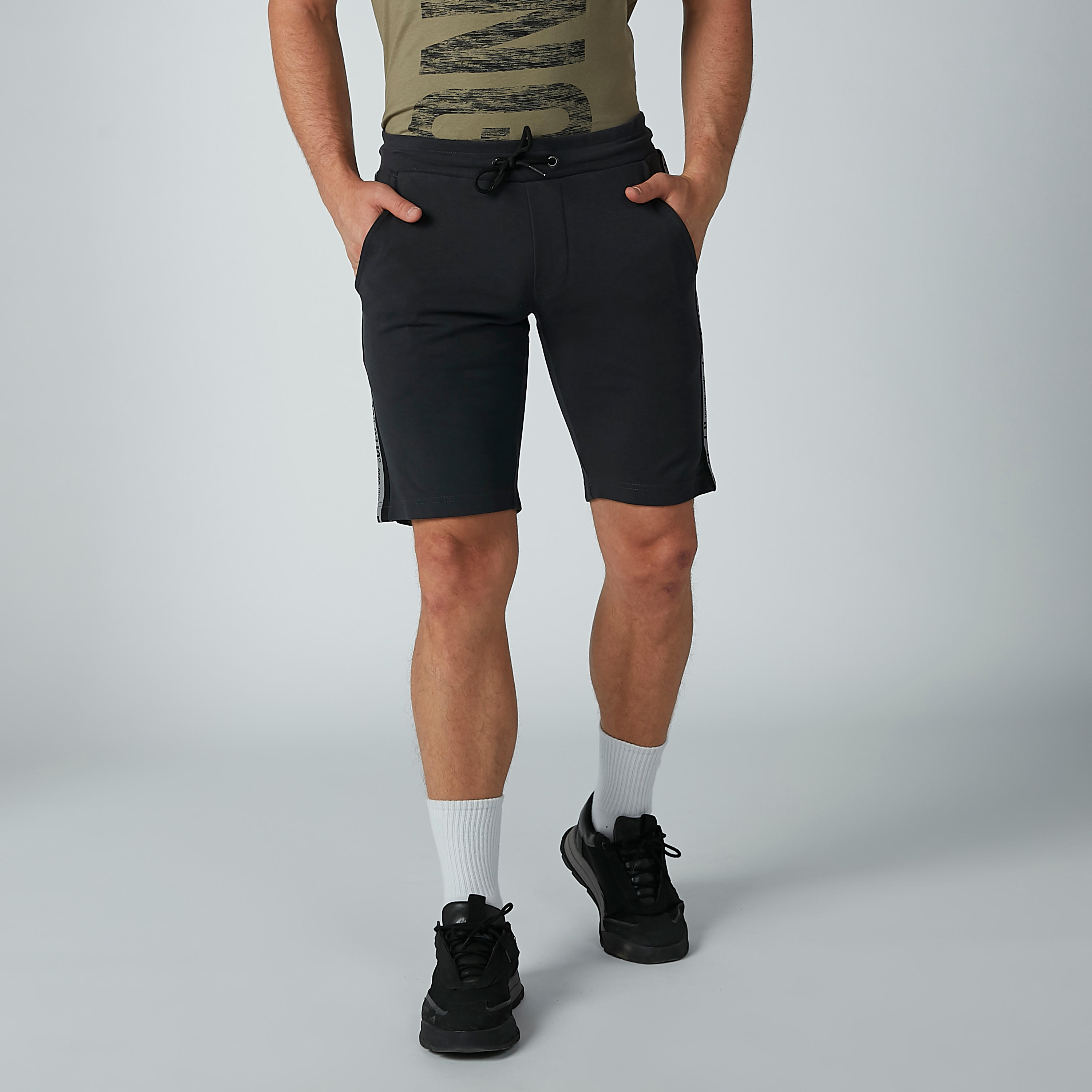 Sustainable Being Human Tape Detail Mid-Rise Shorts with Drawstring-men-clothing-bottoms-shorts-image-3